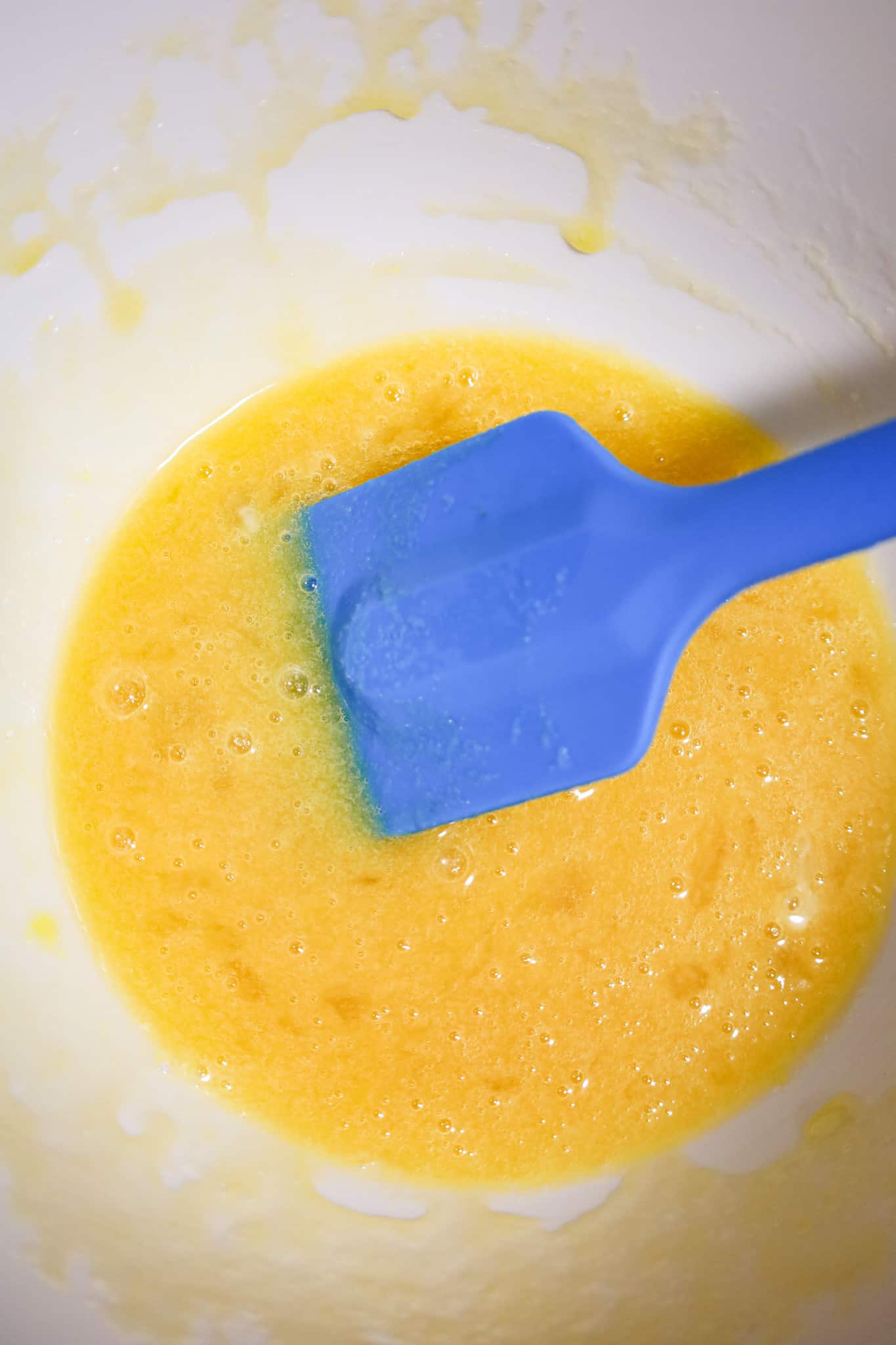 egg and sugar mixture in a mixing bowl