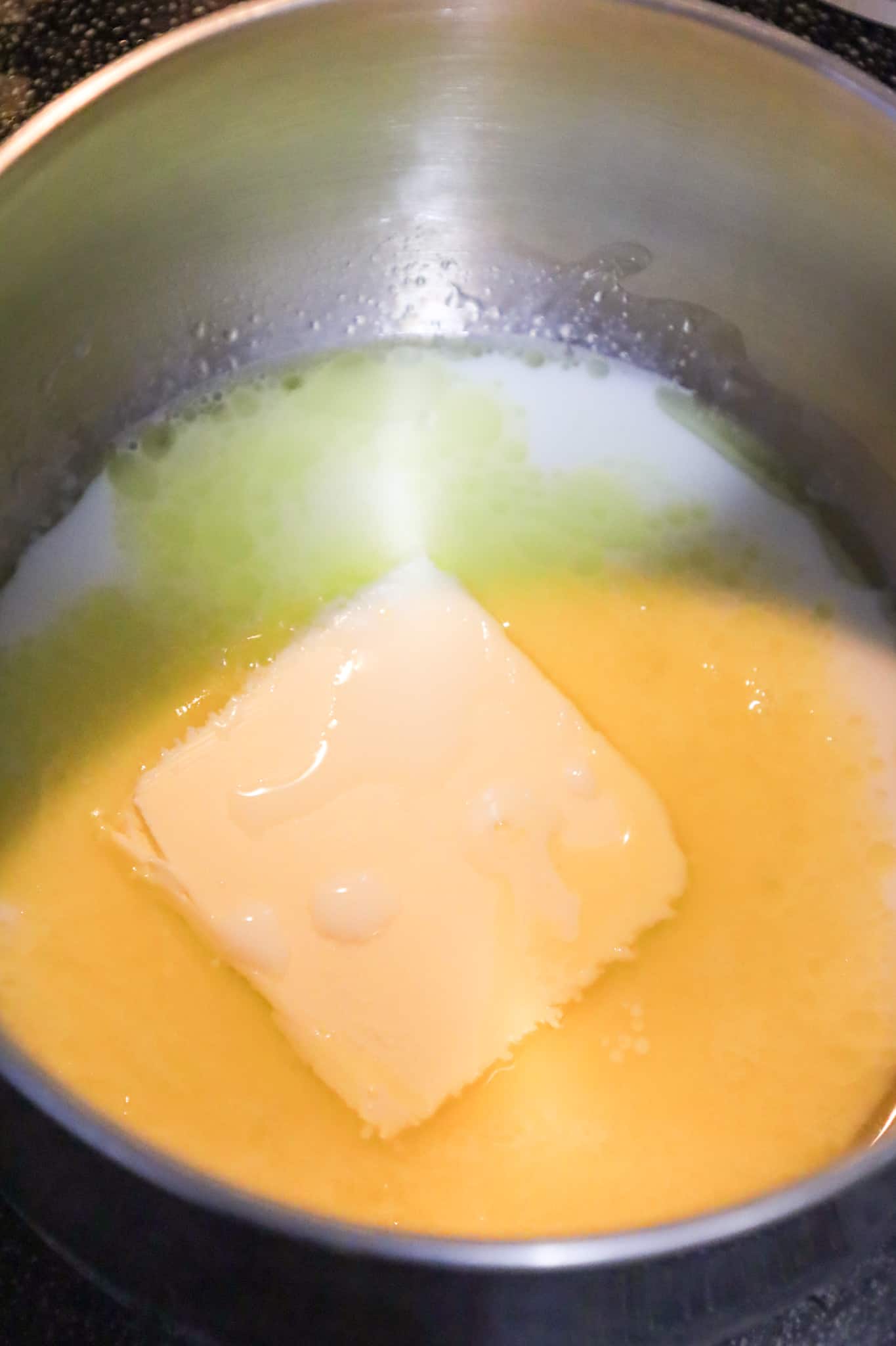 butter and milk in a sauce pot