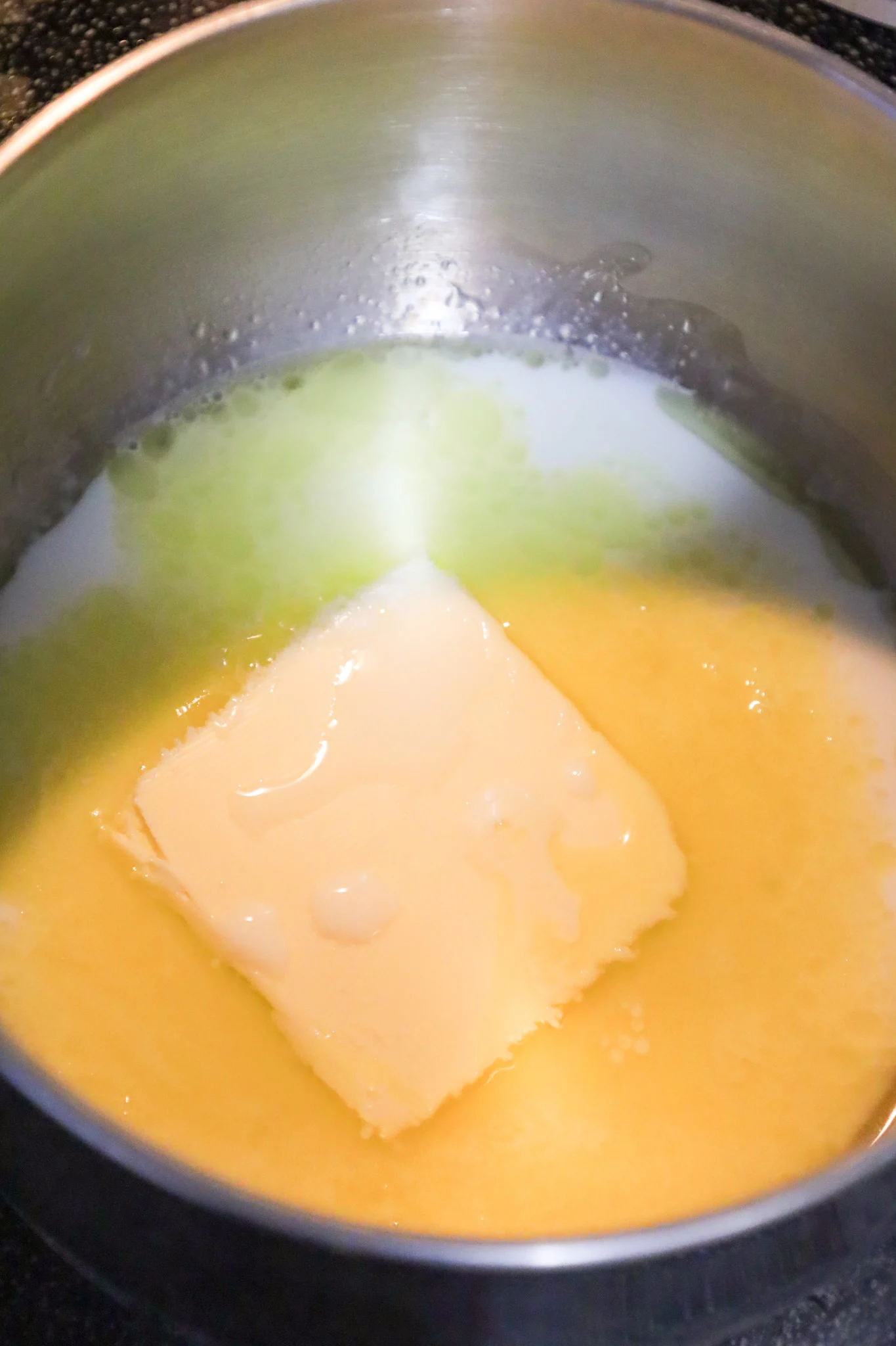 butter and milk in a sauce pot