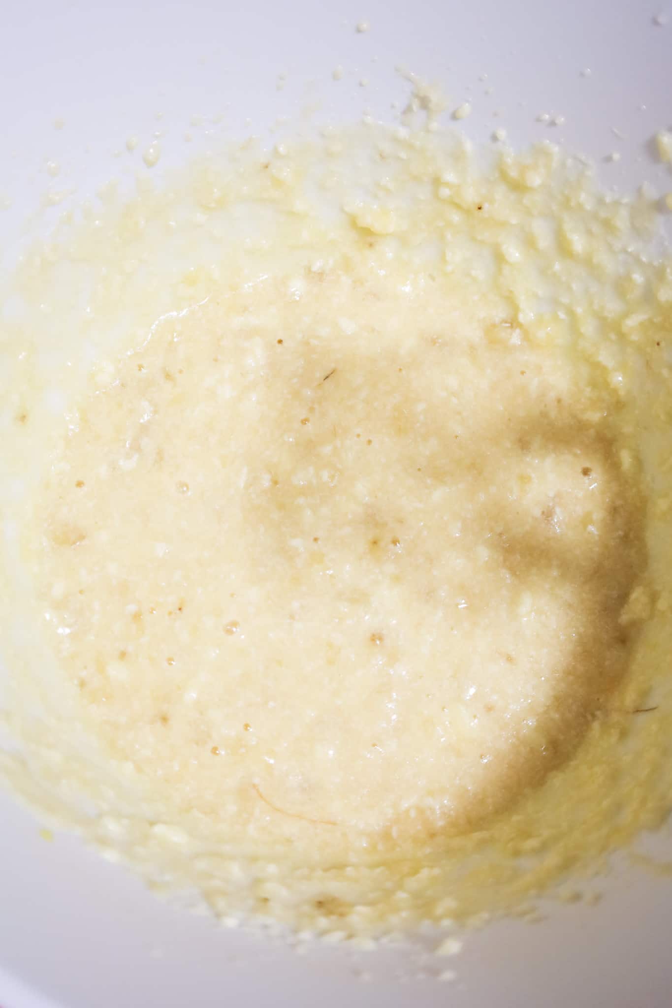 banana bread batter in a mixing bowl