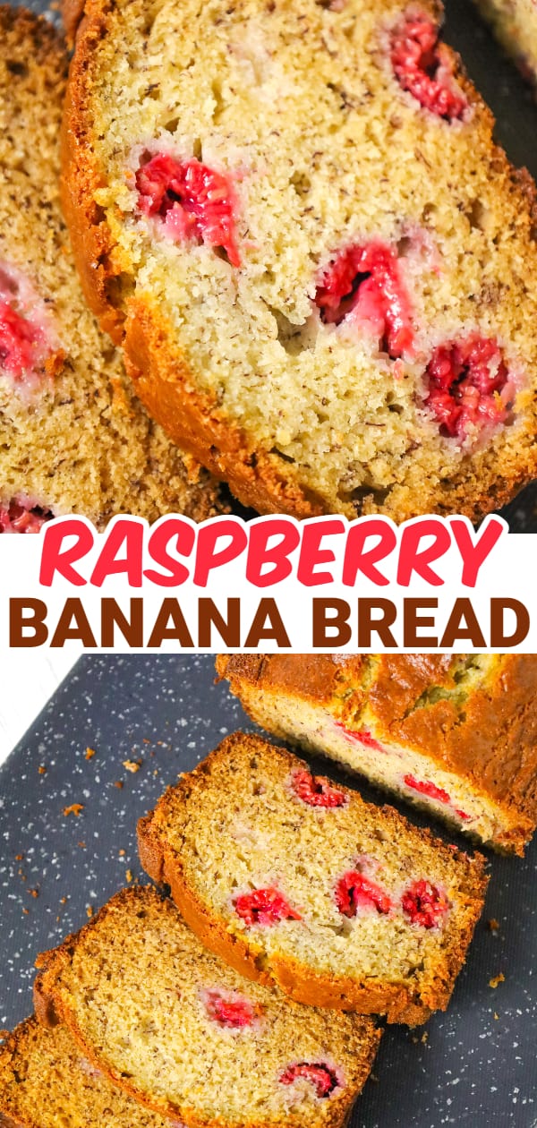 Raspberry Banana Bread is a tasty treat made with ripe bananas and loaded with fresh raspberries.