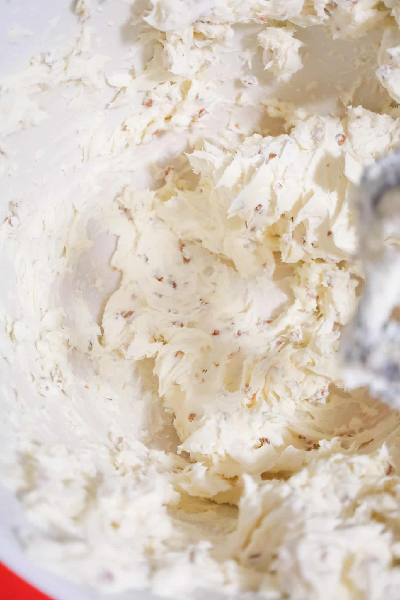 cream cheese mixture in a mixing bowl