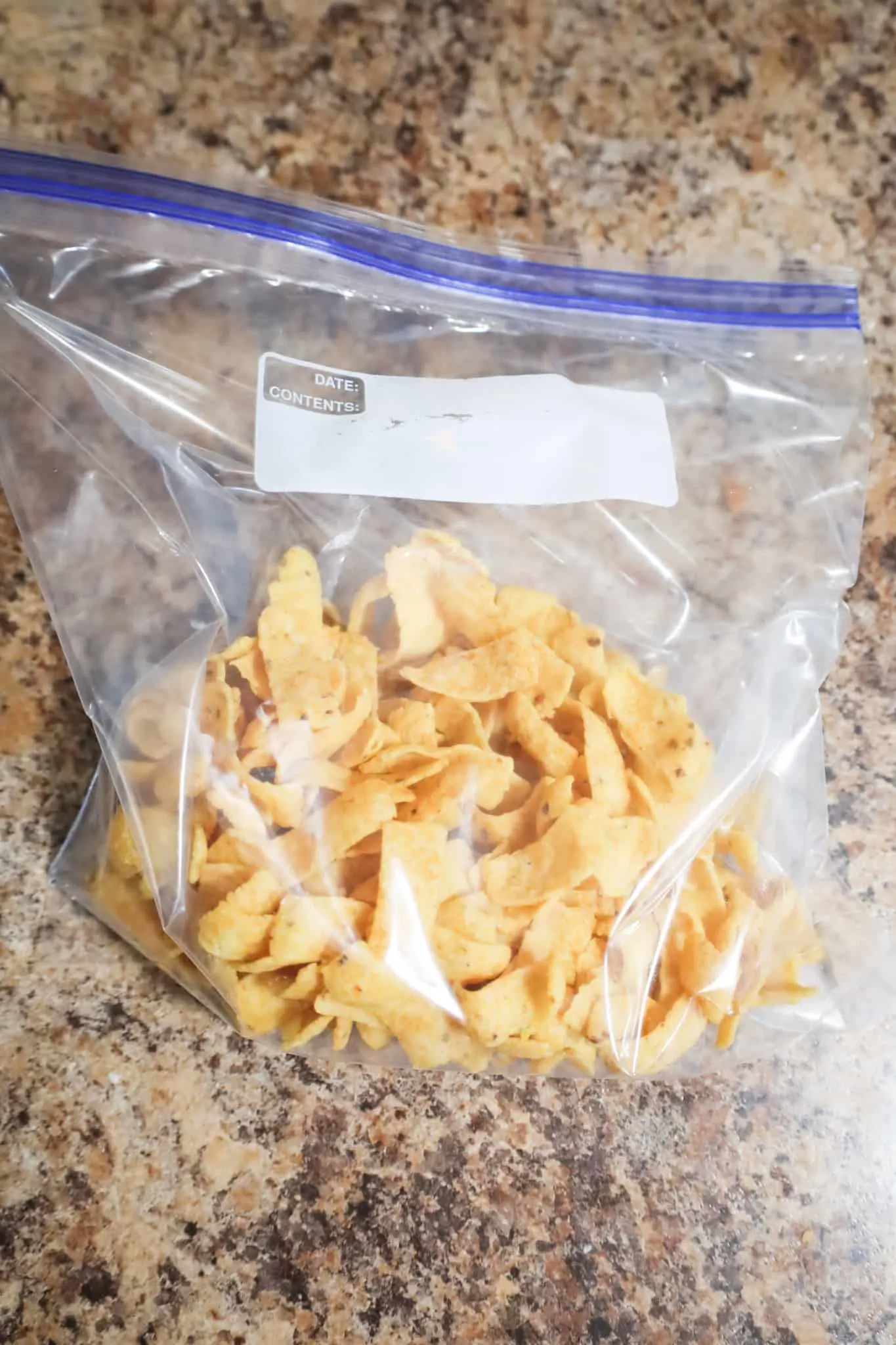 Fritos corn chips in a Ziploc bag