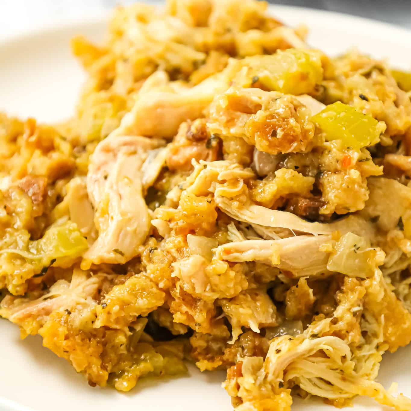 Crock Pot Chicken and Stuffing is a hearty slow cooker dinner recipe made with boneless, skinless chicken thighs and Stove Top stuffing mix.