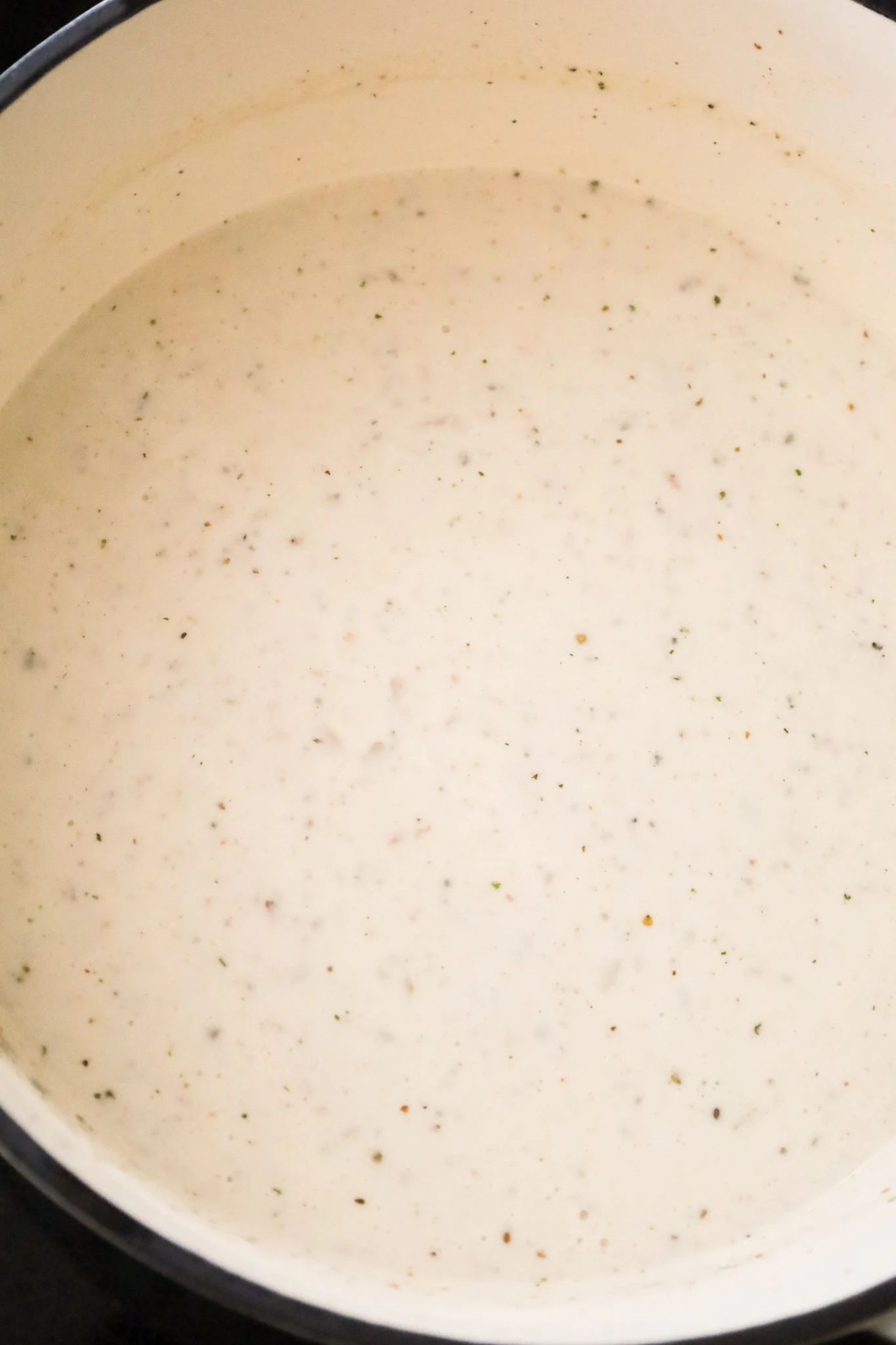 creamy soup mixture in a pot