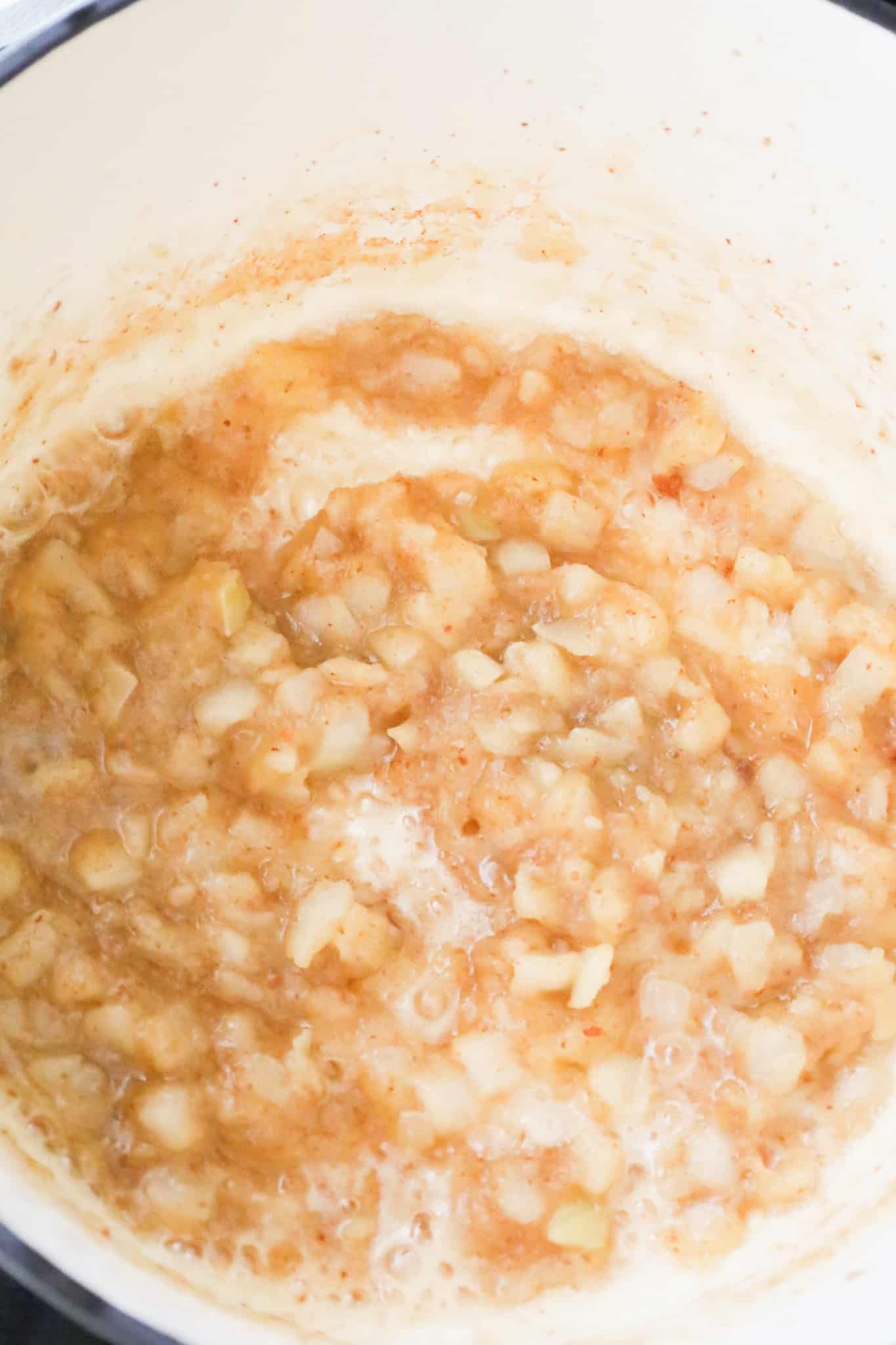 butter, flour and onion mixture in a pot