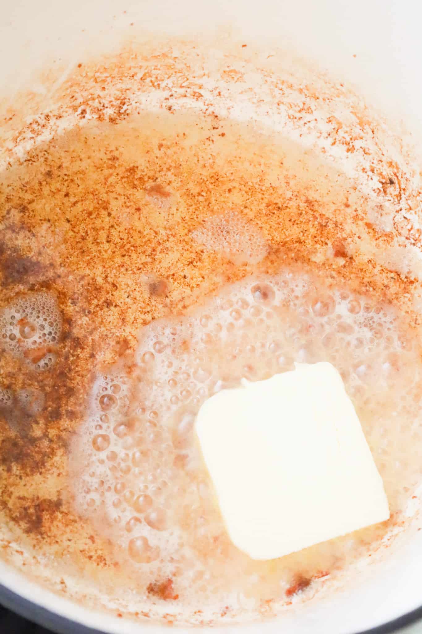 butter added to a pot with bacon grease