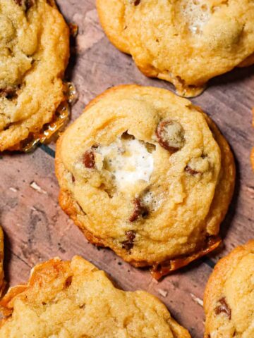Chocolate Chip Marshmallow Cookies are delicious chewy cookies loaded with semi sweet chocolate chips and gooey mini marshmallows.
