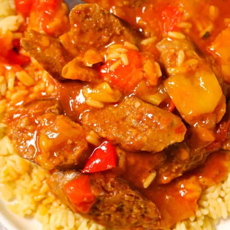 Instant Pot Sausage and Peppers is a delicious dinner recipe loaded with sliced Italian sausages, sweet bell peppers and onions all cooked in a sweet and spicy tomato sauce.