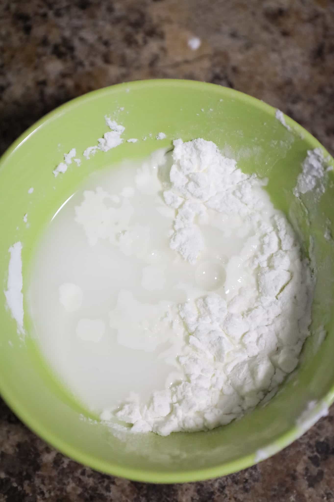 water and cornstarch in a bowl