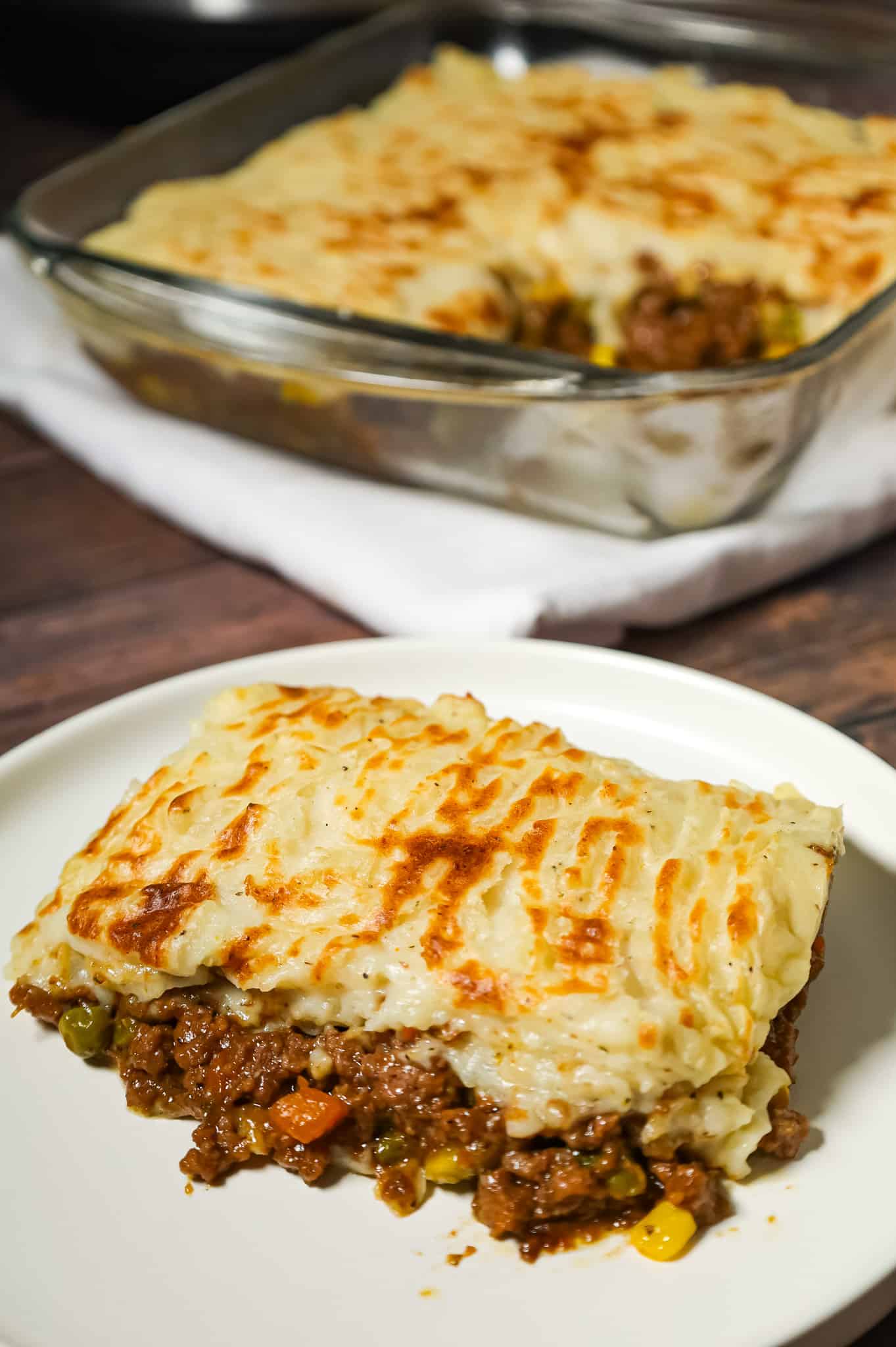 Instant Pot Shepherd's Pie is an easy pressure cooker dinner with a ground beef and vegetable mixture cooked in the pot along with the potatoes.