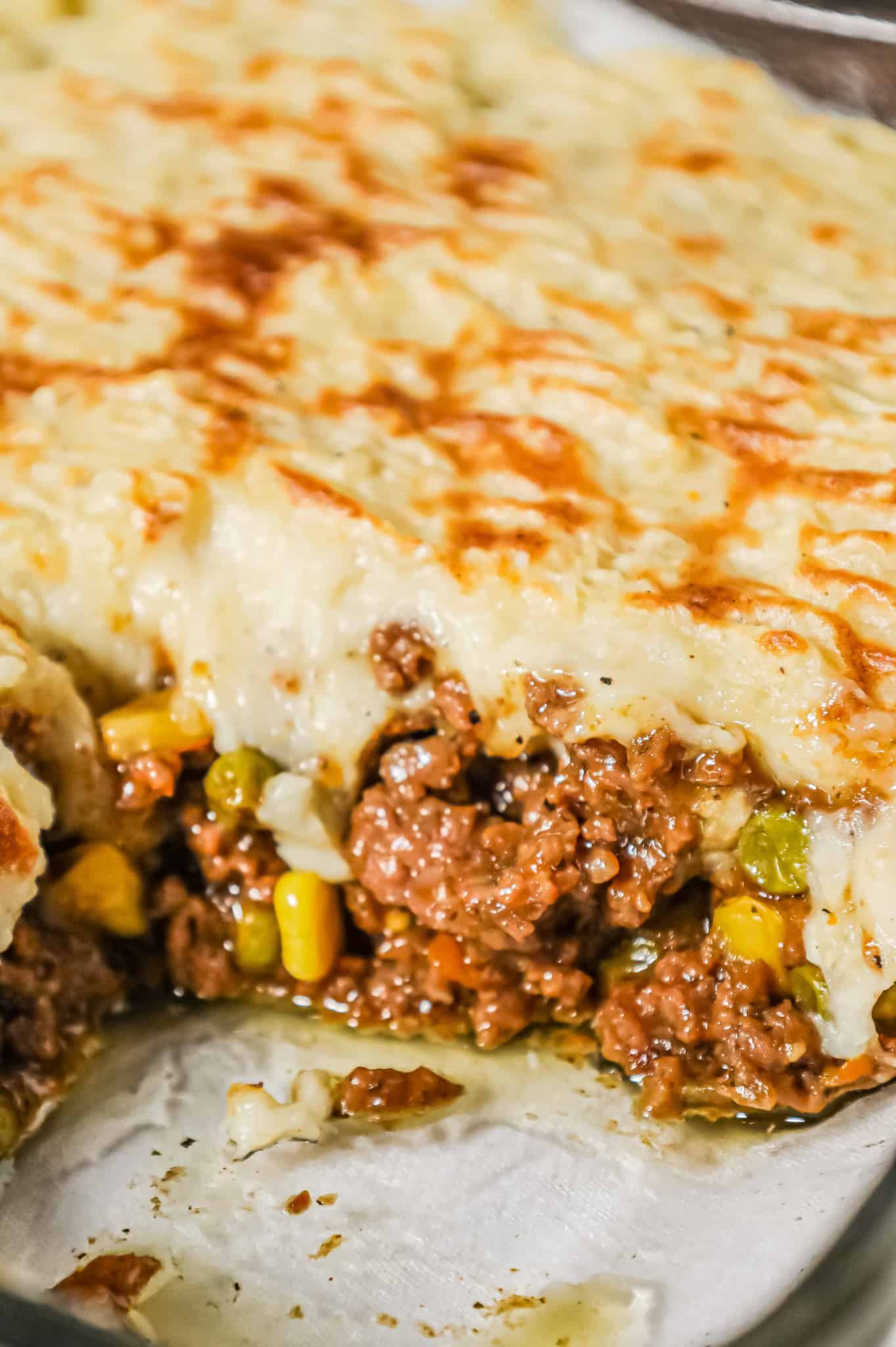 Instant Pot Shepherd's Pie is an easy pressure cooker dinner with a ground beef and vegetable mixture cooked in the pot along with the potatoes.