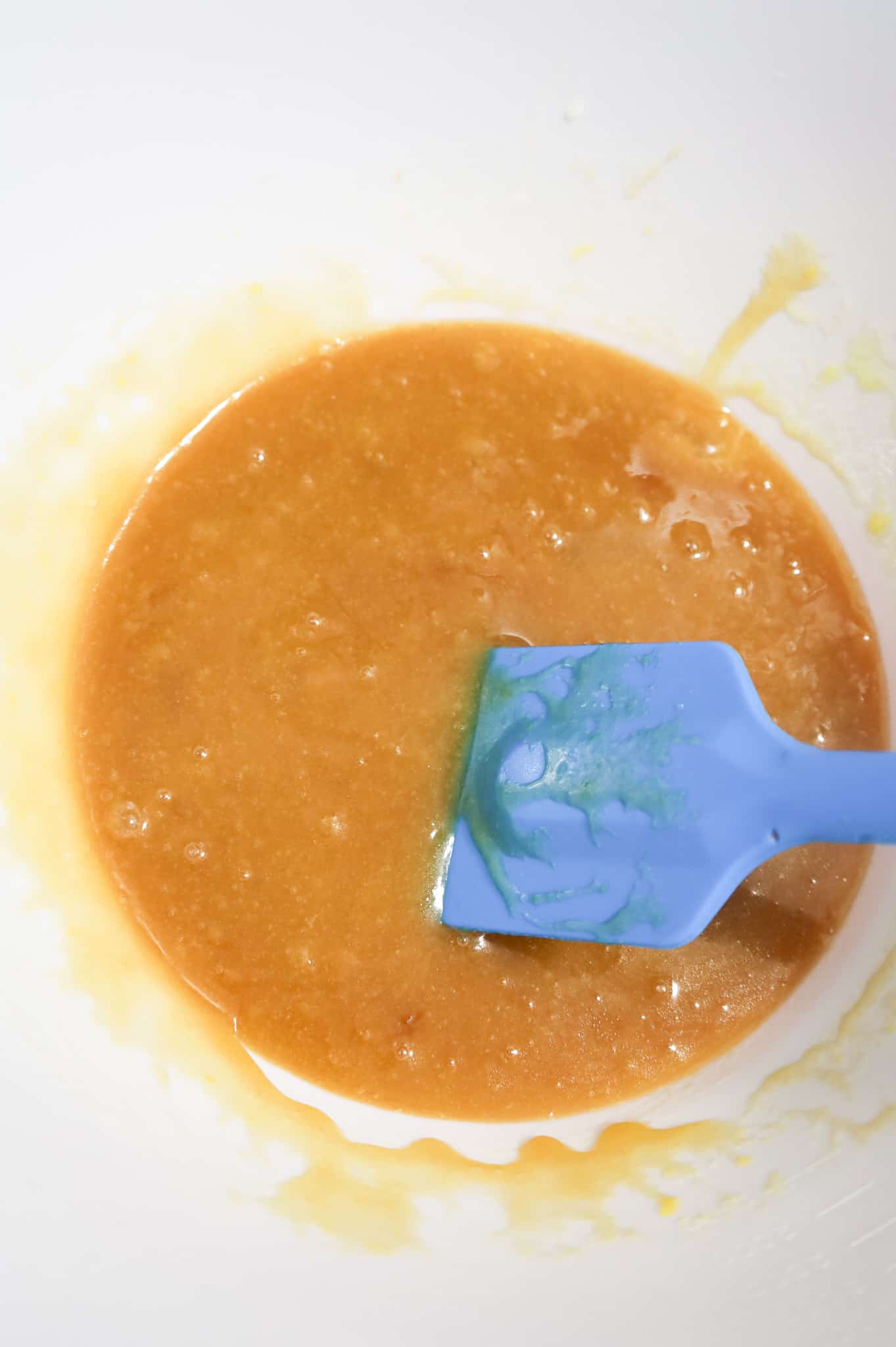 sugar, butter and egg mixture in a mixing bowl