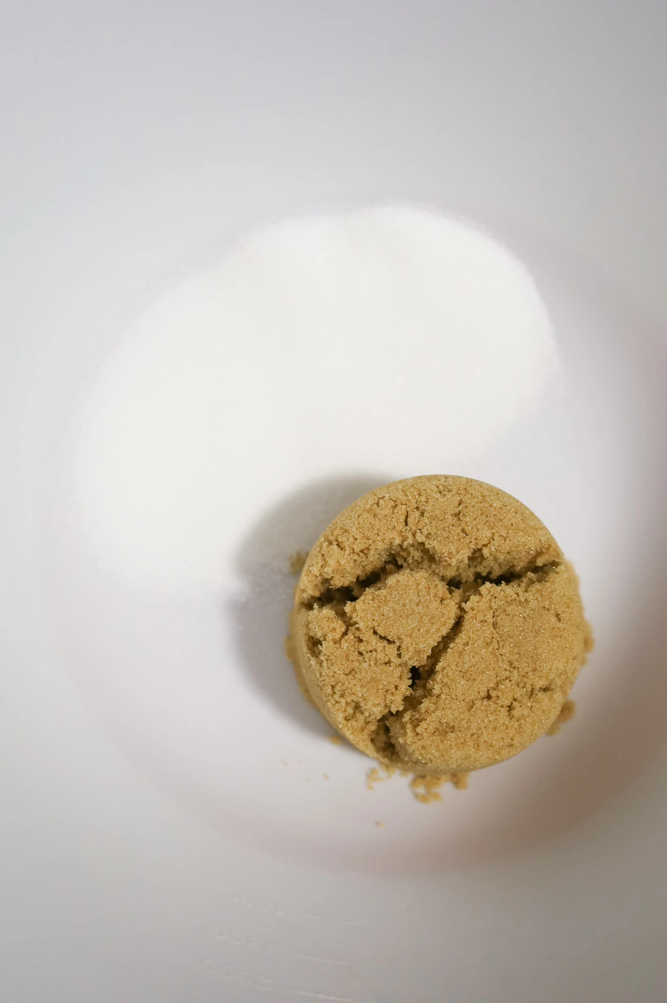 brown sugar and granulated sugar in a mixing bowl