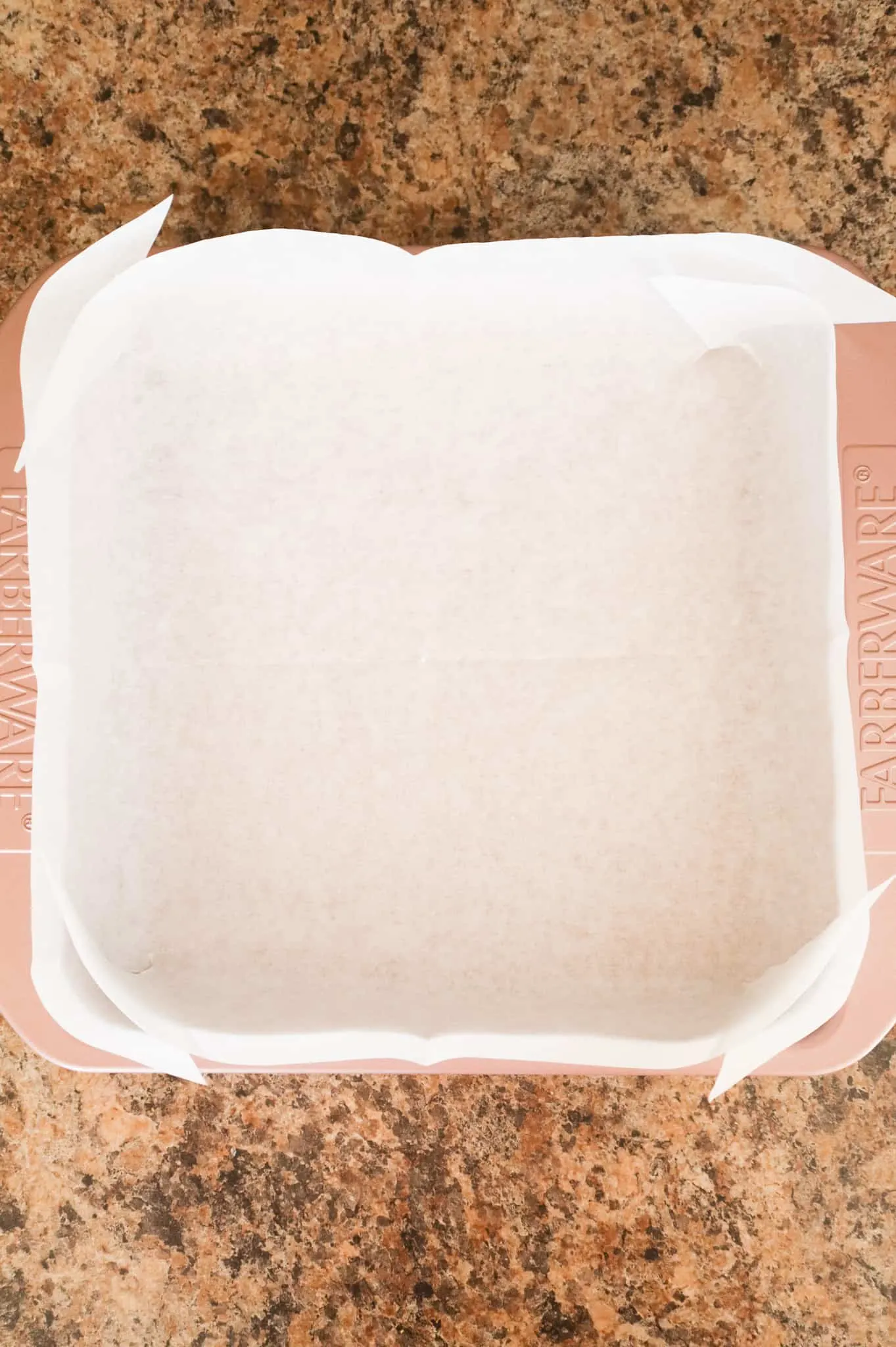 parchment paper lined baking pan