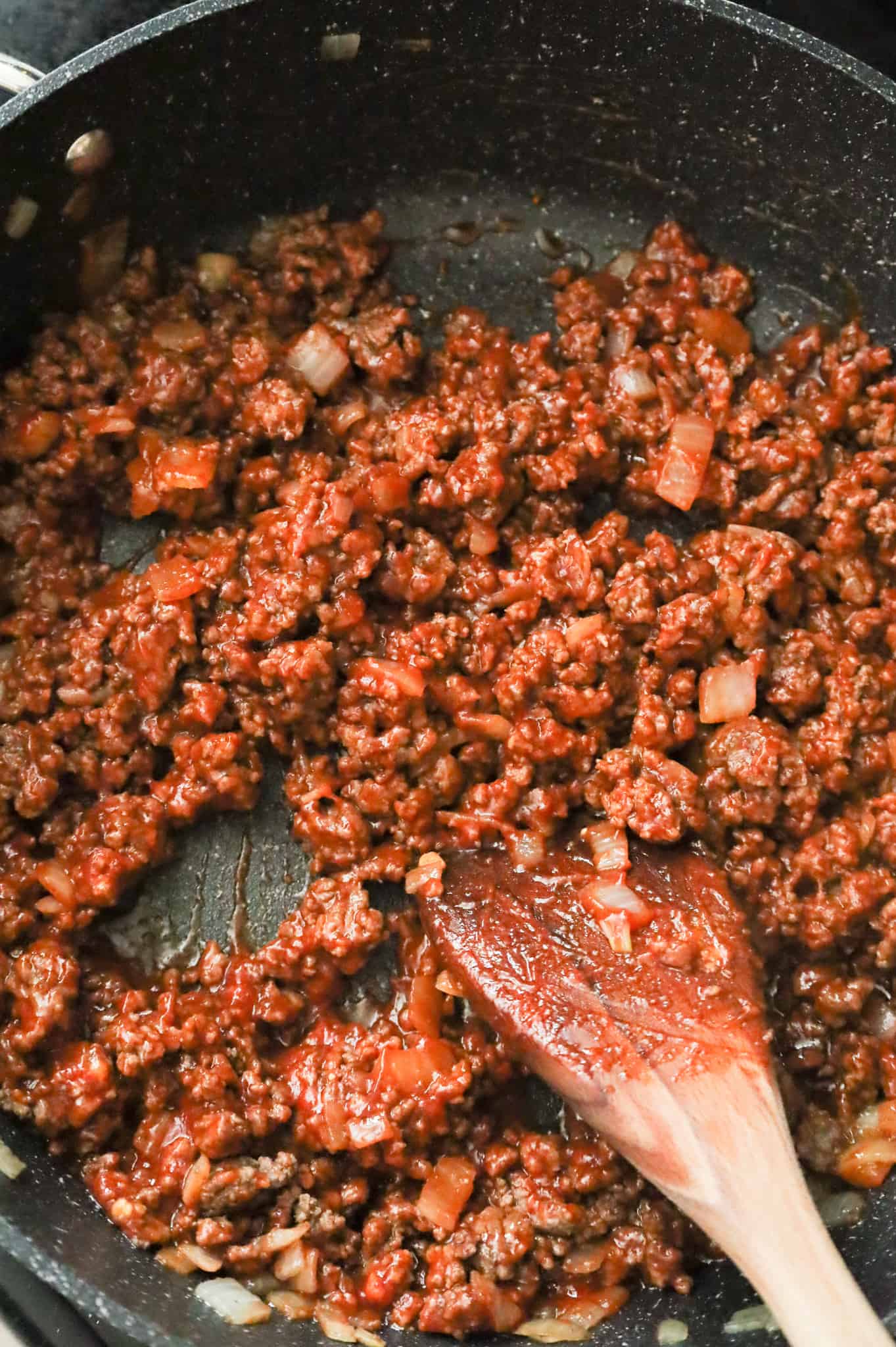 sloppy joe mixture in a skillet