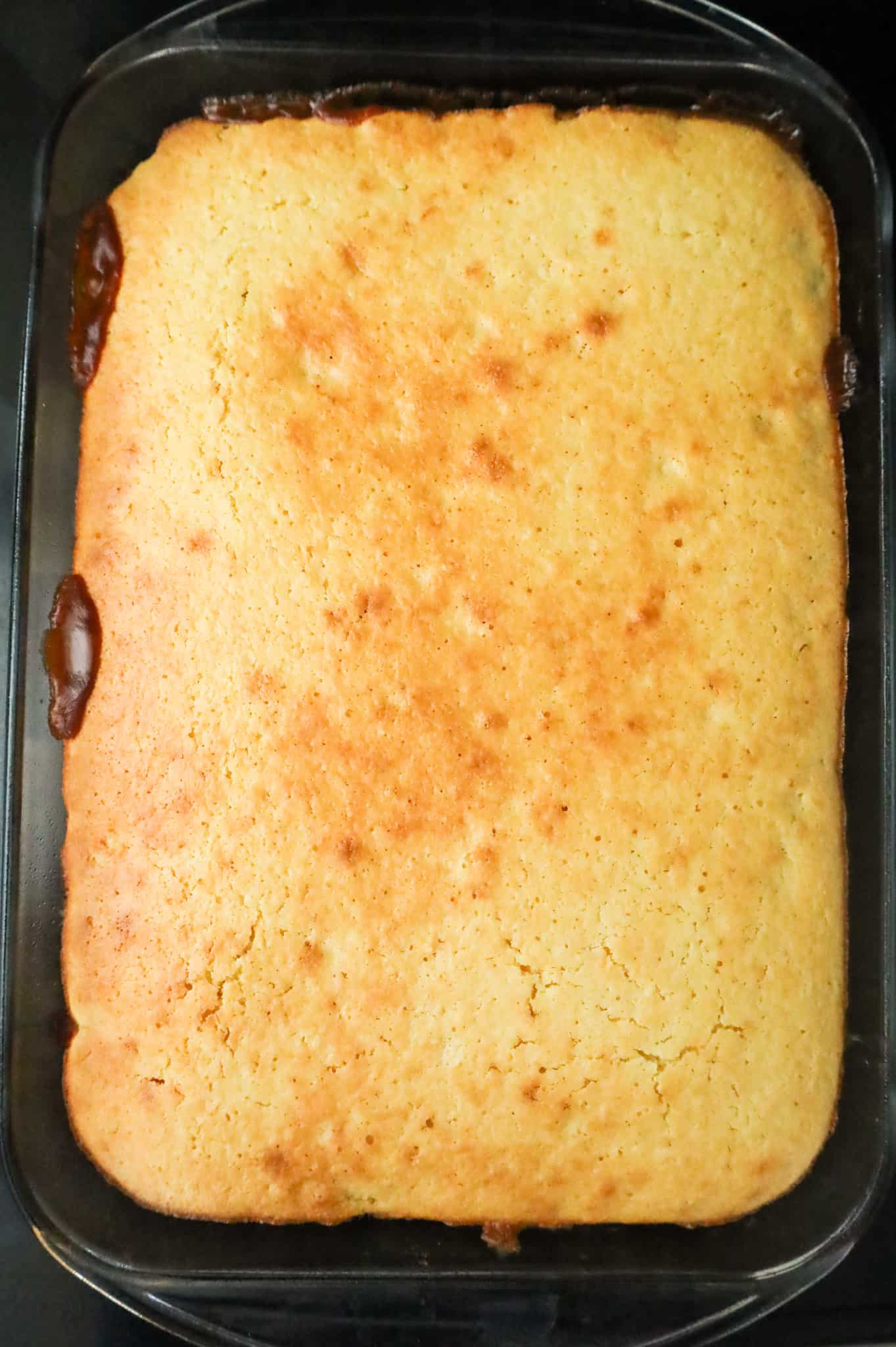 cornbread casserole after baking