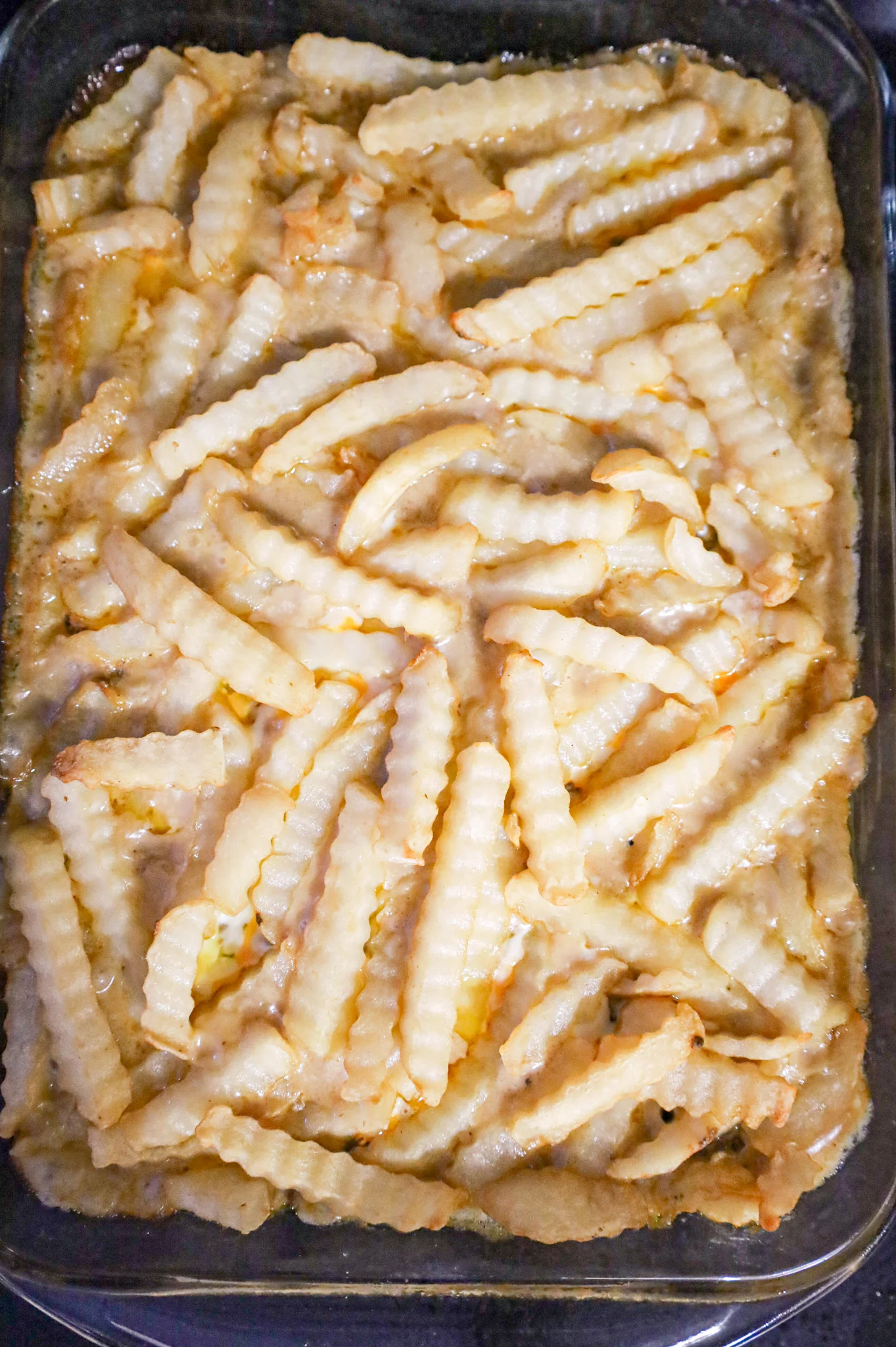 French fry casserole after baking