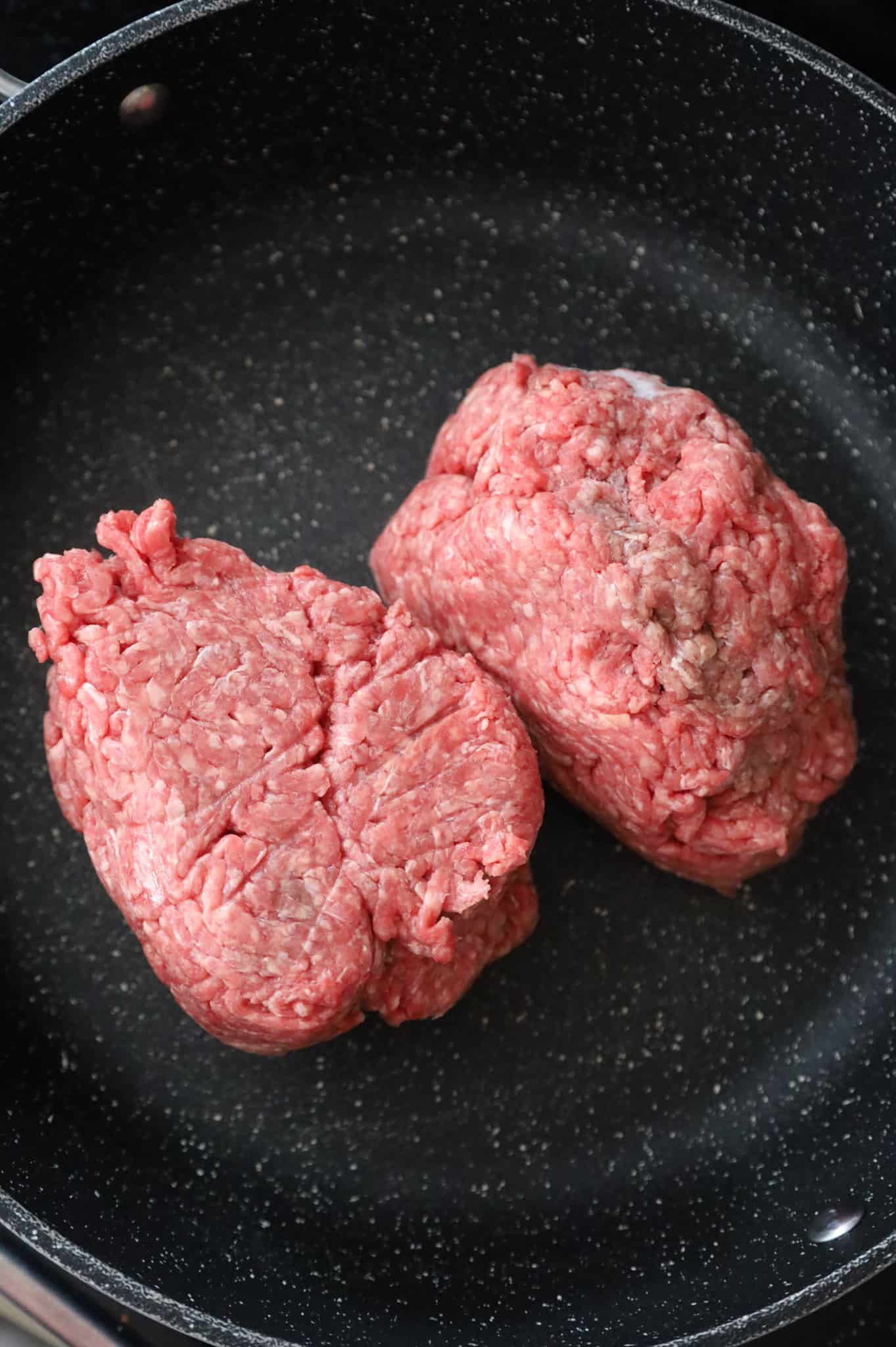 lean ground beef in a skillet