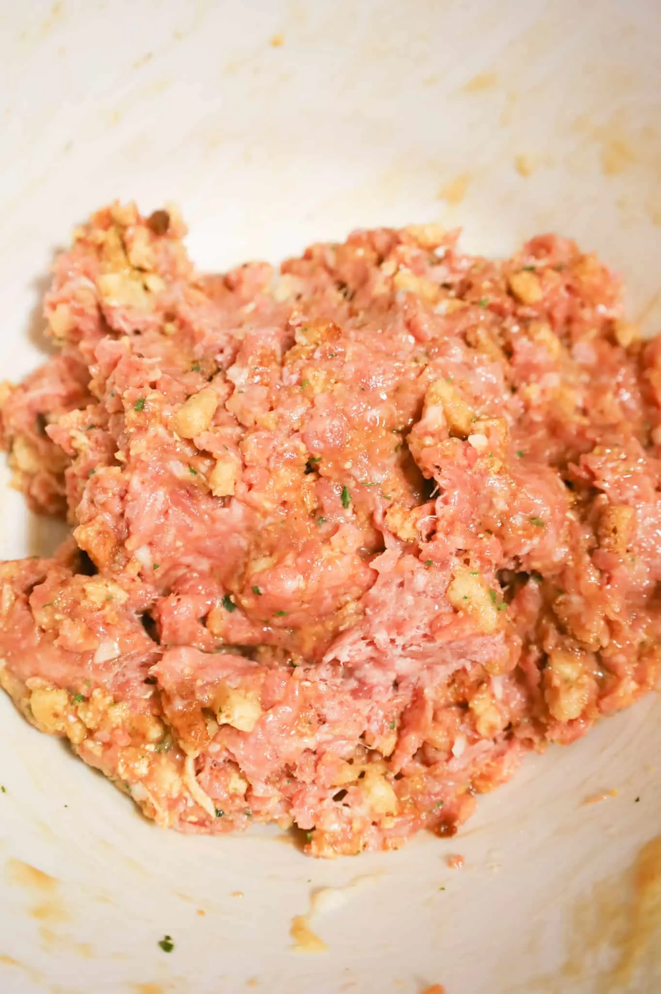 ground turkey meatloaf mixture in a mixing bowl