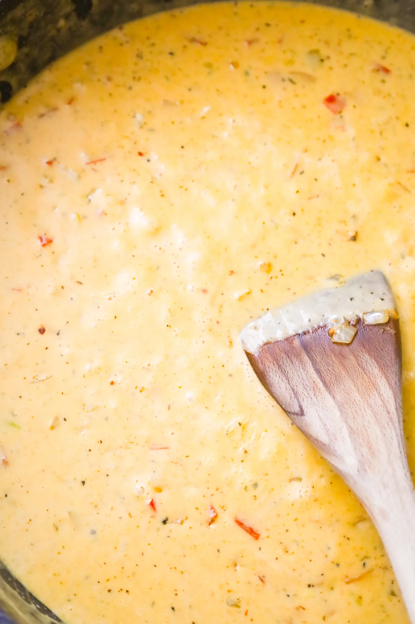 creamy Cajun sauce simmering in a skillet