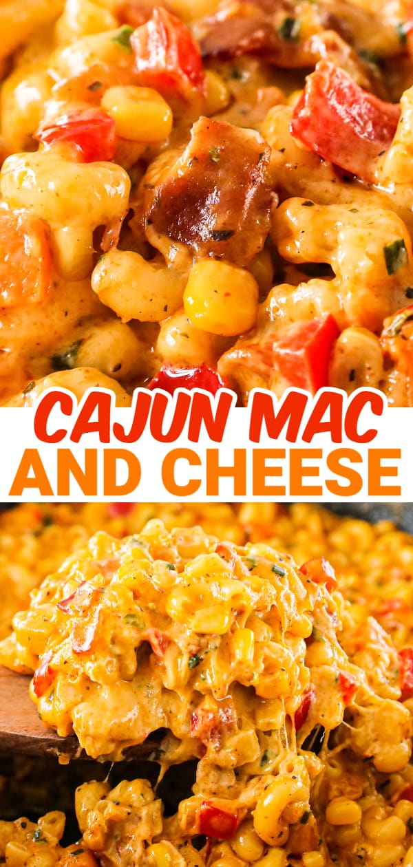 Cajun Mac and Cheese is a flavourful pasta recipe loaded with bacon, sweet potato, red bell peppers, Cajun seasoning, cheddar and Monterey Jack.