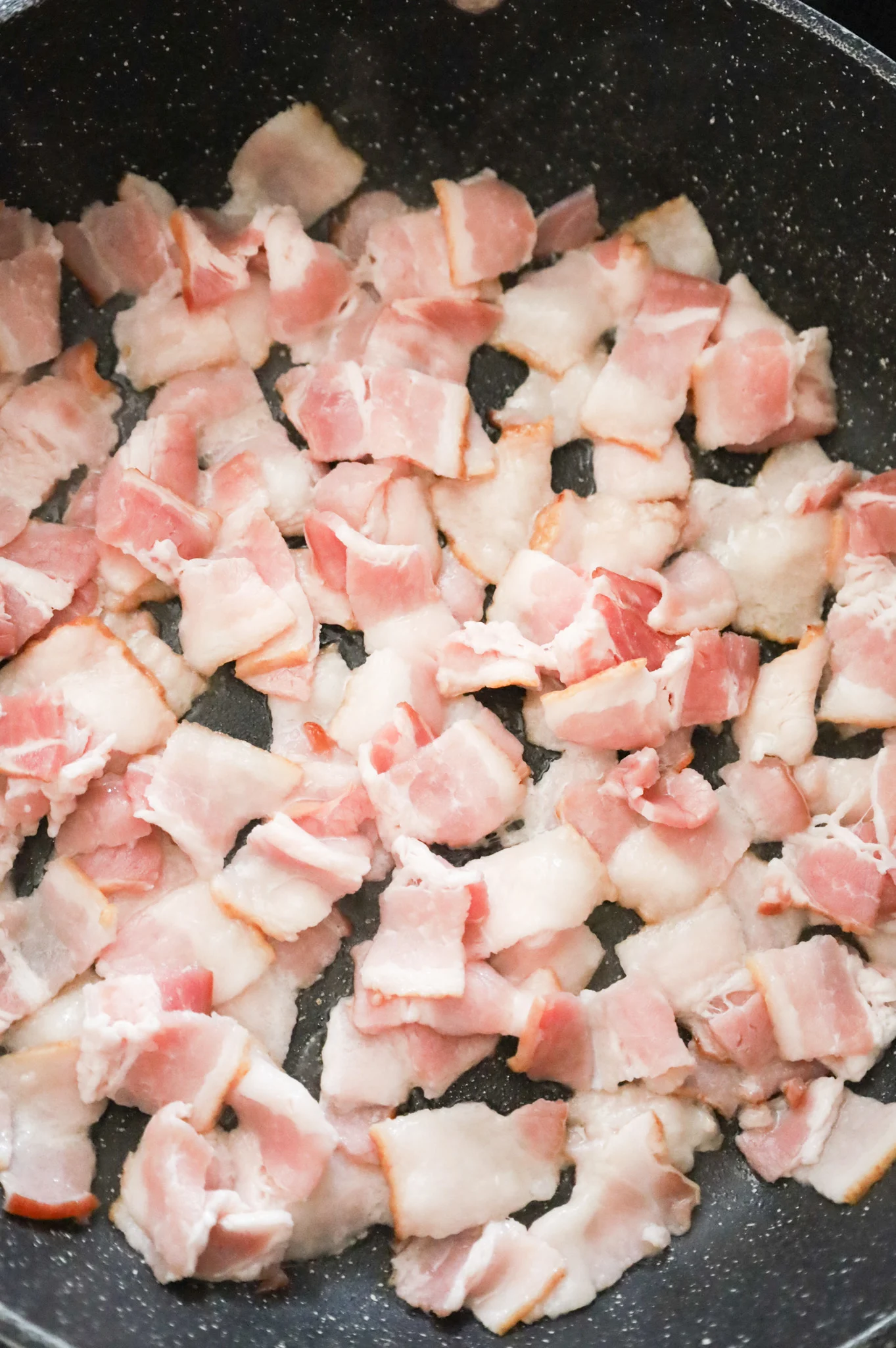 chopped bacon in a skillet