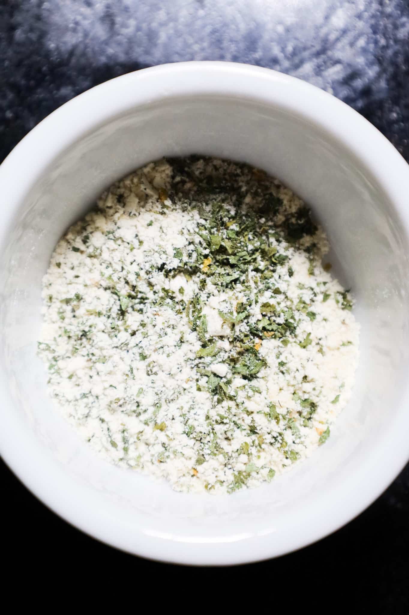 onion powder, garlic powder and parley flake mixture in a small bowl