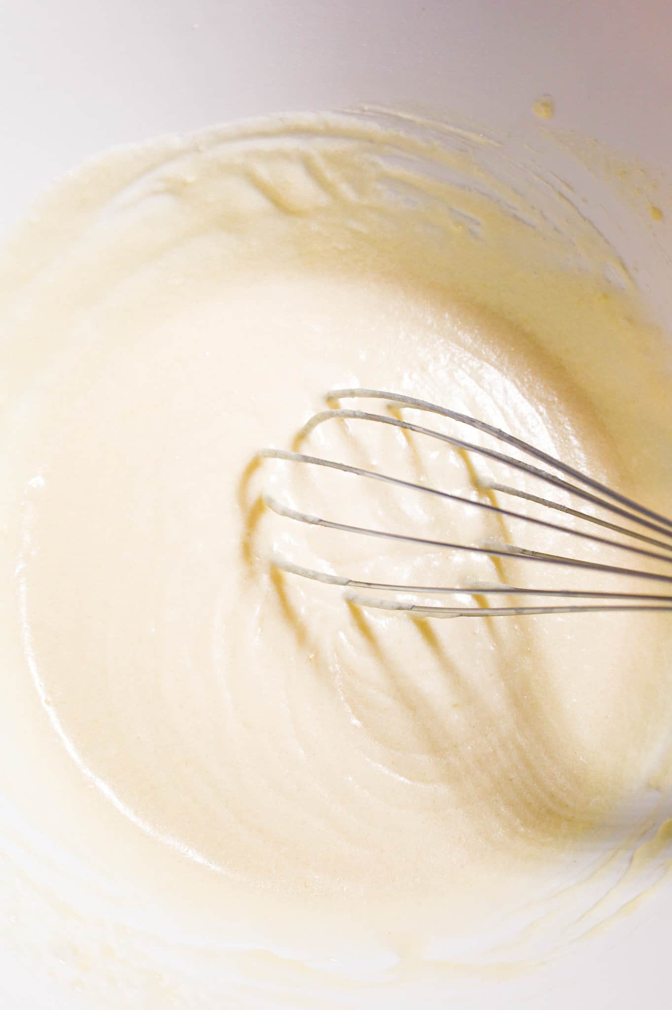 vanilla cobbler batter in a mixing bowl