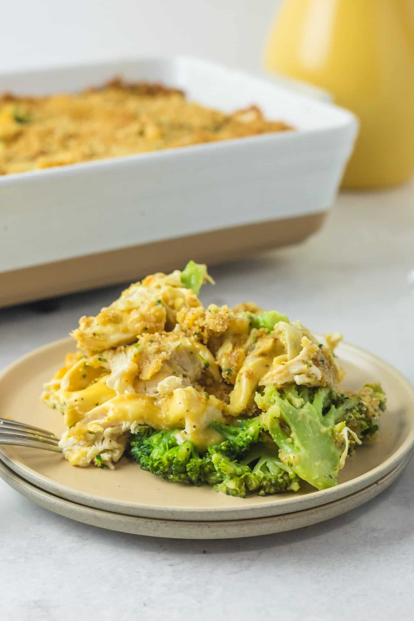 Chicken Divan is a creamy, cheesy chicken and broccoli casserole with a breadcrumb topping.