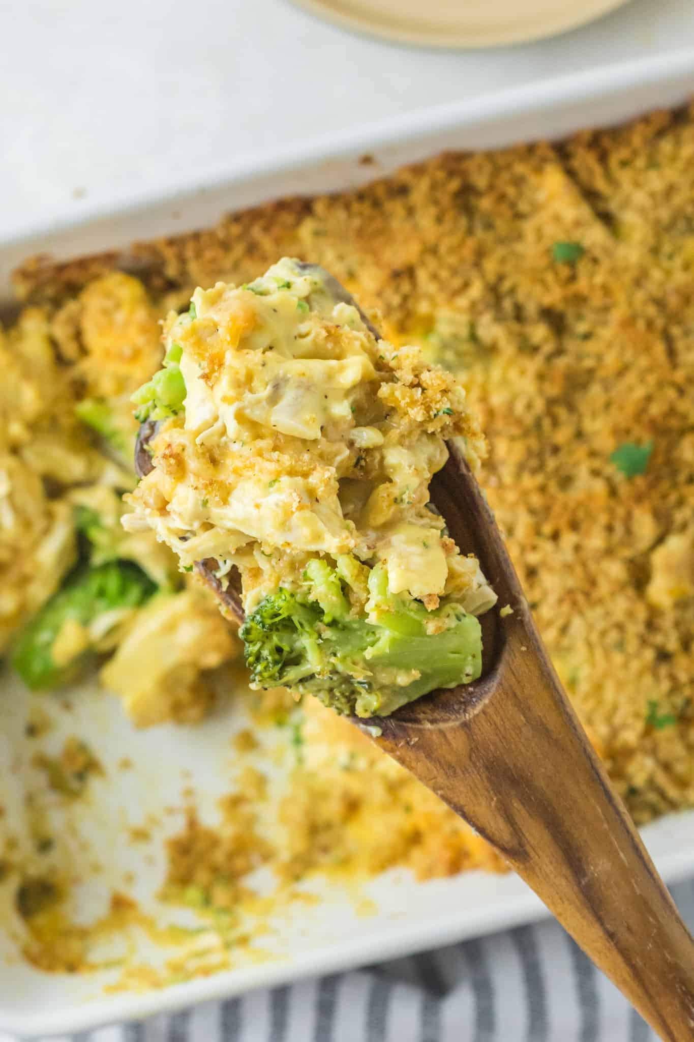 Chicken Divan is a creamy, cheesy chicken and broccoli casserole with a breadcrumb topping.