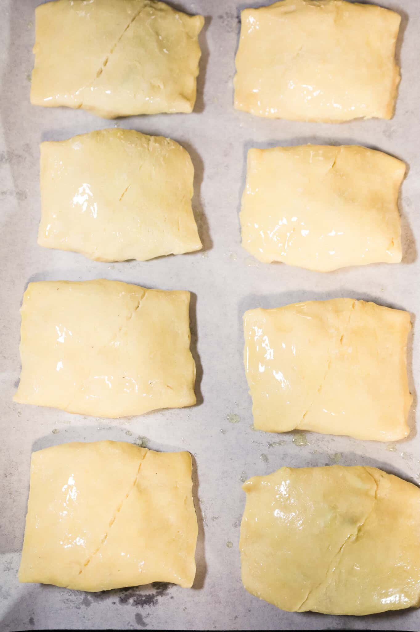 melted butter brushed on chicken pillows before baking