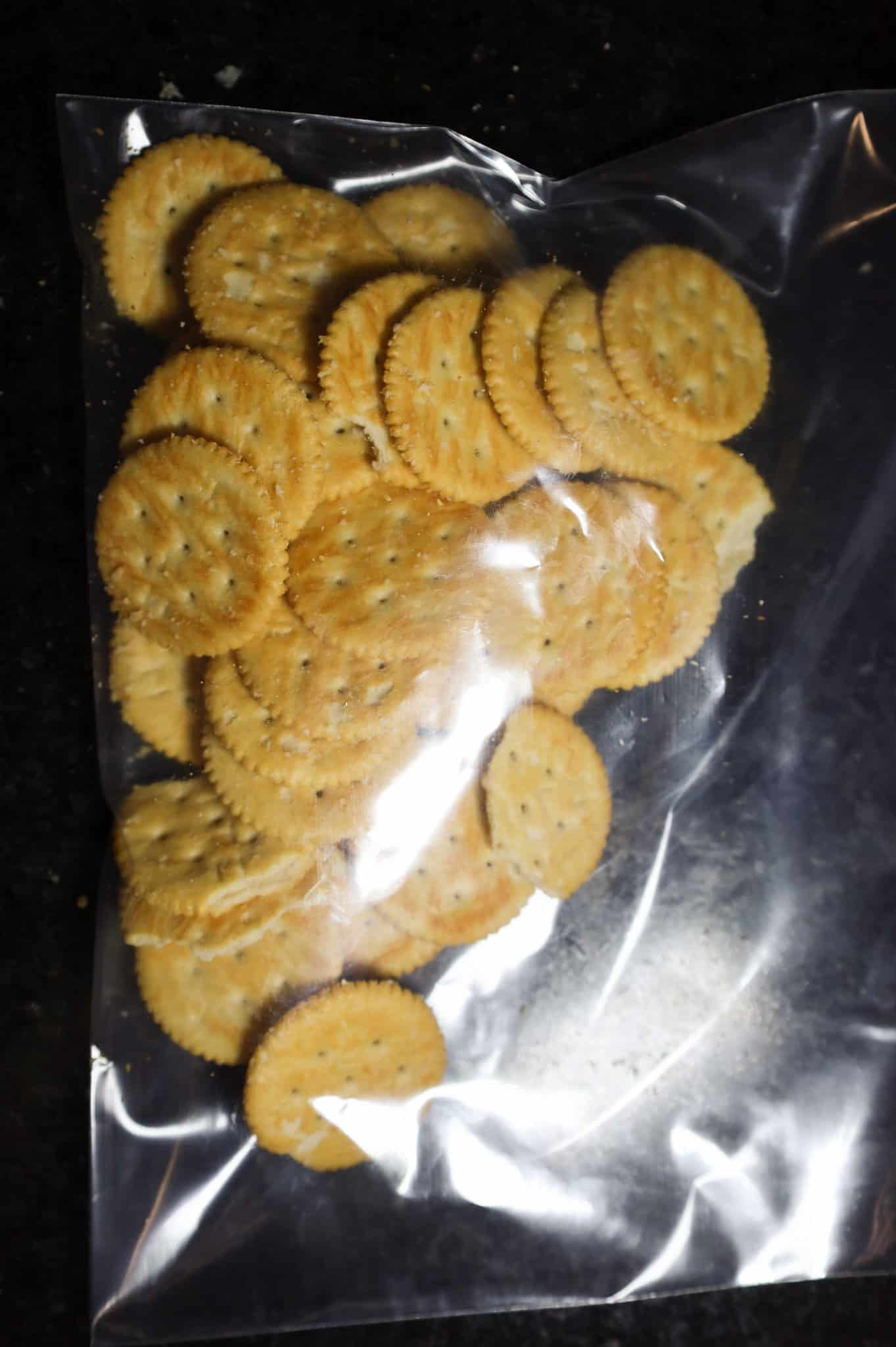 ritz crackers in a Ziploc bag
