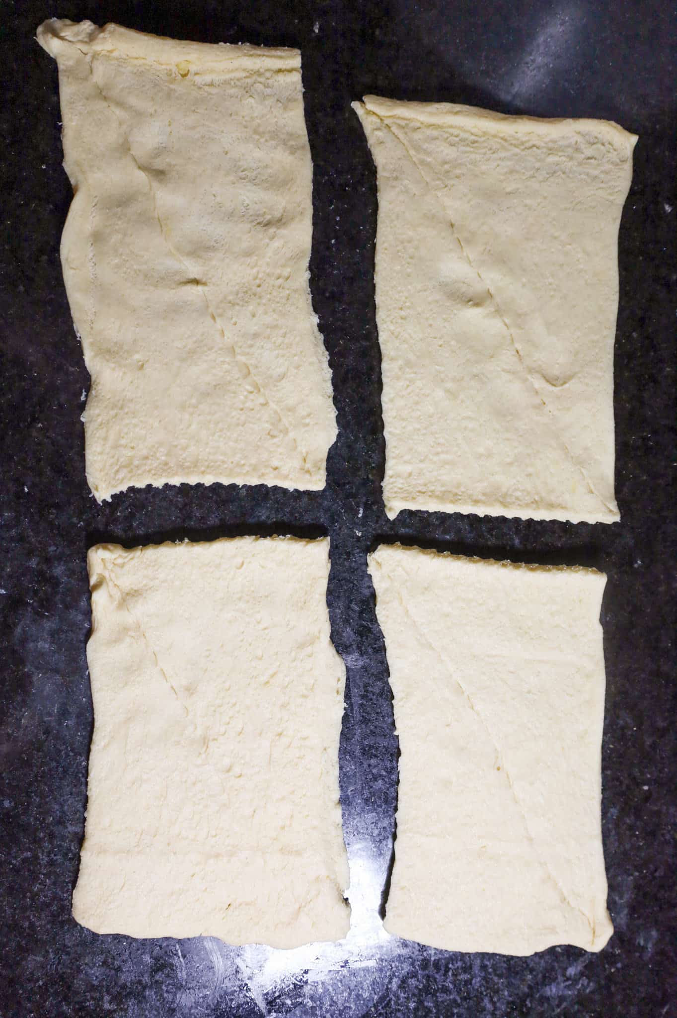 crescent dough formed into rectangles