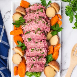 Crock Pot Corned Beef is a hearty slow cooker meal with the beef brisket, carrots and potatoes all cooked together.