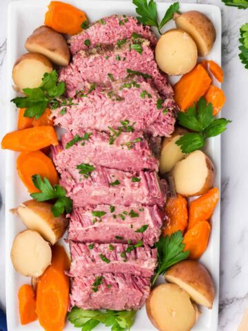 Crock Pot Corned Beef is a hearty slow cooker meal with the beef brisket, carrots and potatoes all cooked together.