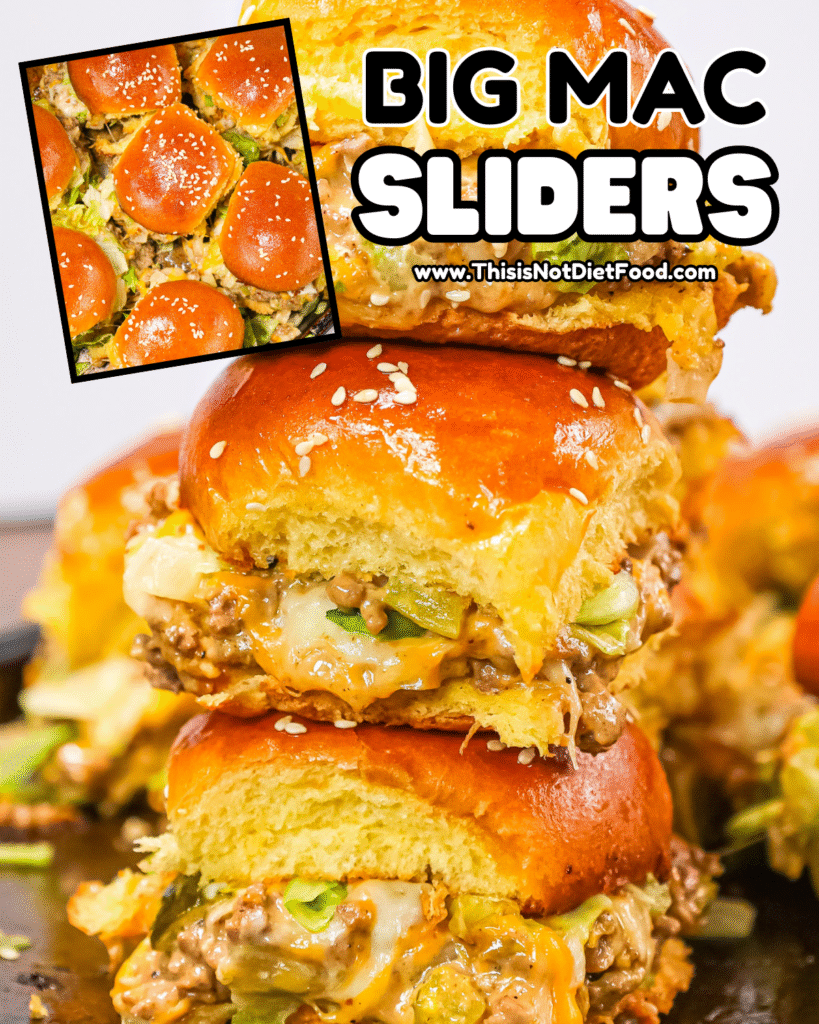 🍔 Big Mac Sliders &ndash; Copycat McDonald&rsquo;s Burger Recipe 🧀
These Big Mac Sliders are juicy mini cheeseburgers made with seasoned ground beef, special sauce, lettuce, pickles, onions and American cheese on soft slider buns &mdash; just like the classic Big Mac at home! Perfect for game day snacks, party appetizers, easy weeknight dinners, family meal ideas, and burger lovers craving a homemade fast food copycat recipe. Save this Big Mac slider recipe, mini burgers with special sauce, cheeseburger sliders, easy beef sliders and click for the full recipe with step-by-step photos & tips on This Is Not Diet Food! ❤️ #bigmacsliders #copycatrecipe #burgerrecipe #sliderrecipes #groundbeefrecipes #homemadeburgers #cheeseburger #specialsauce #partyfood #easydinners #thisisnotdietfood