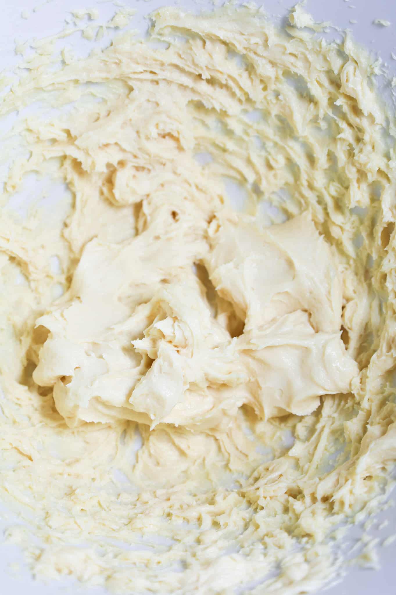 cream cheese and pudding mix mixture in a mixing bowl