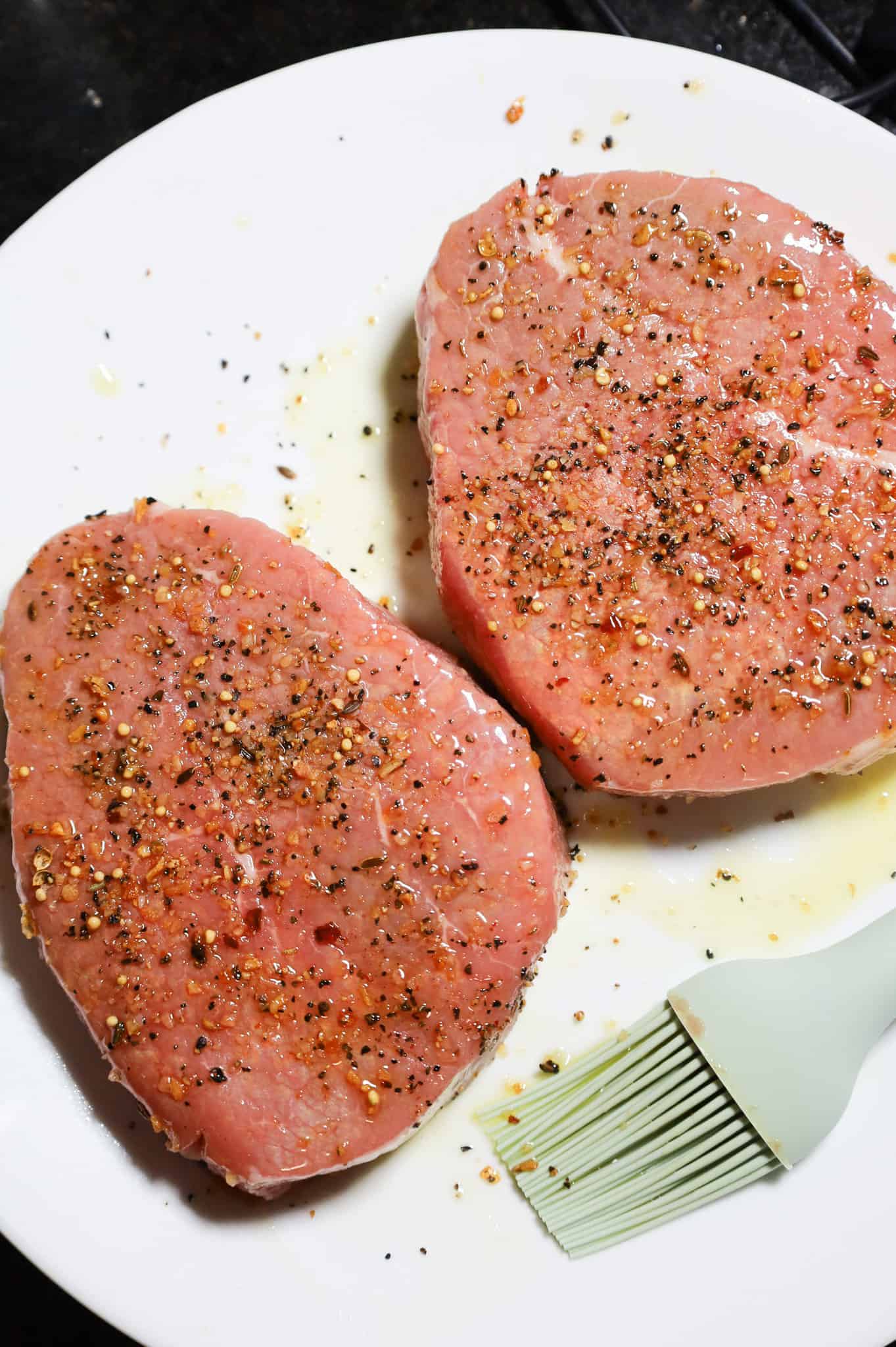 eye of round steaks seasoned with Montreal steak spice