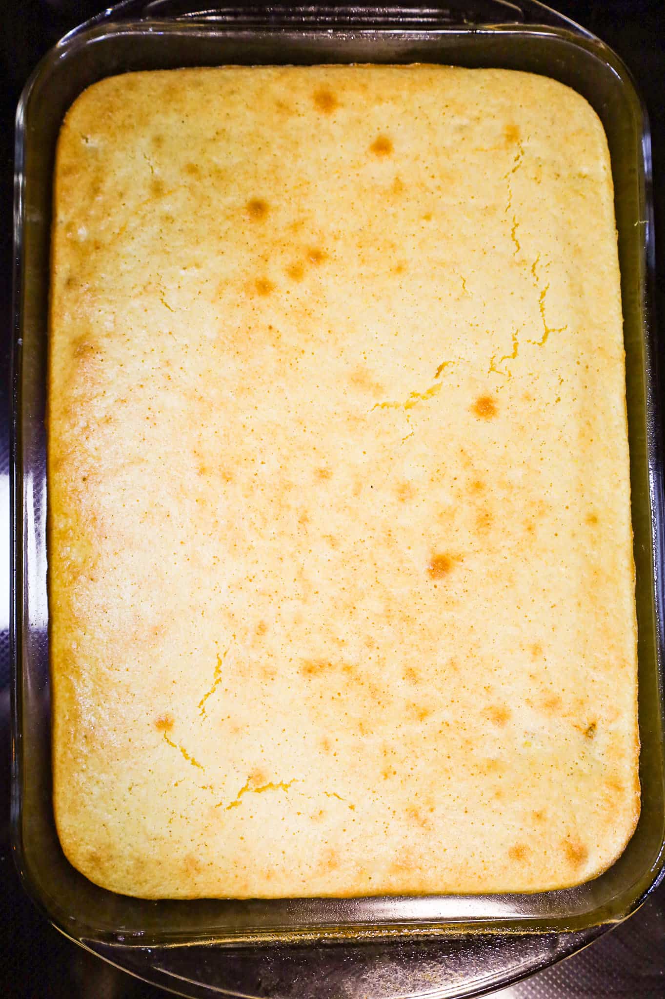 cornbread casserole after baking