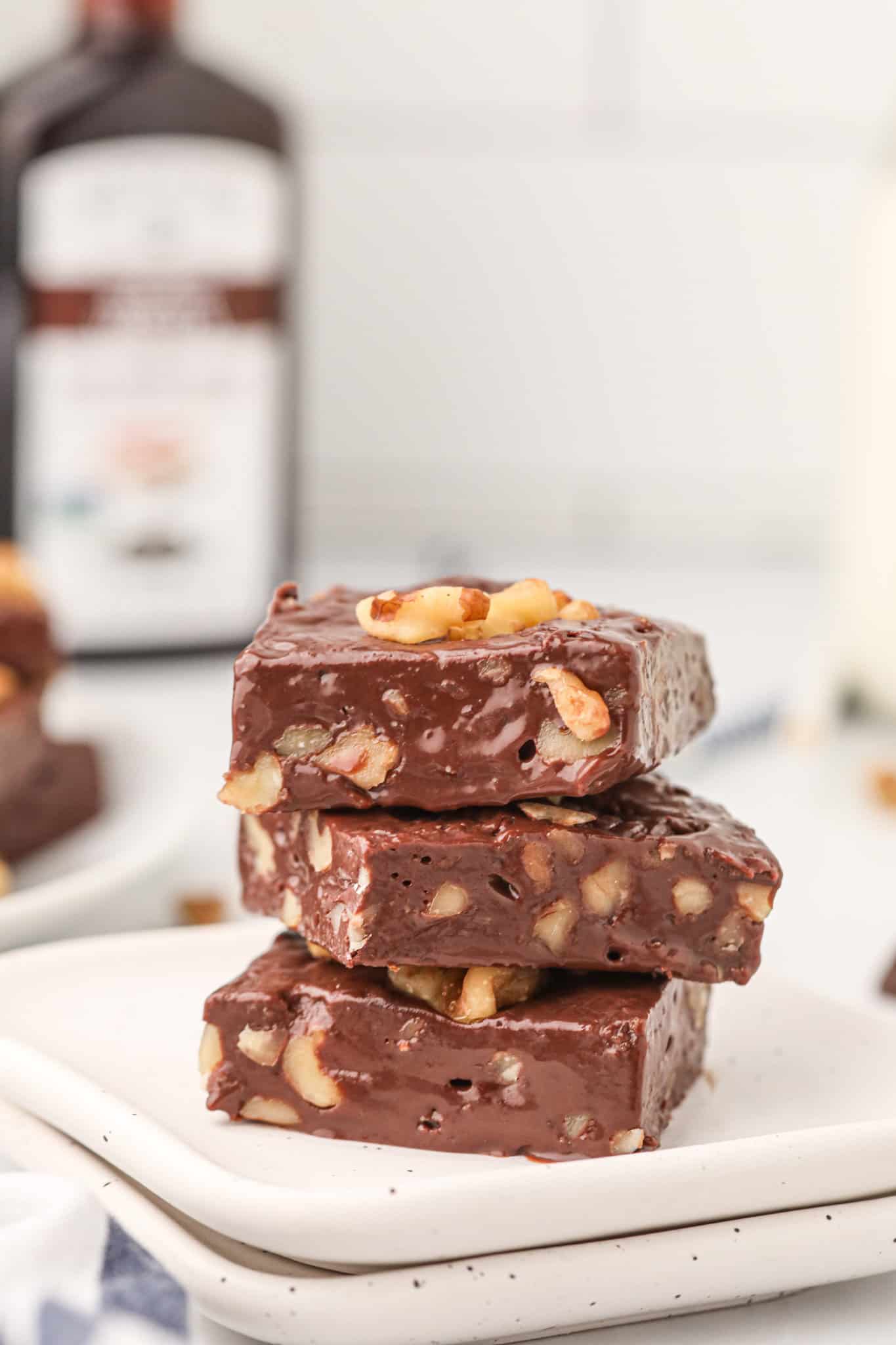 4 Ingredient Fudge is a simple and delicious condensed milk chocolate walnut fudge recipe.