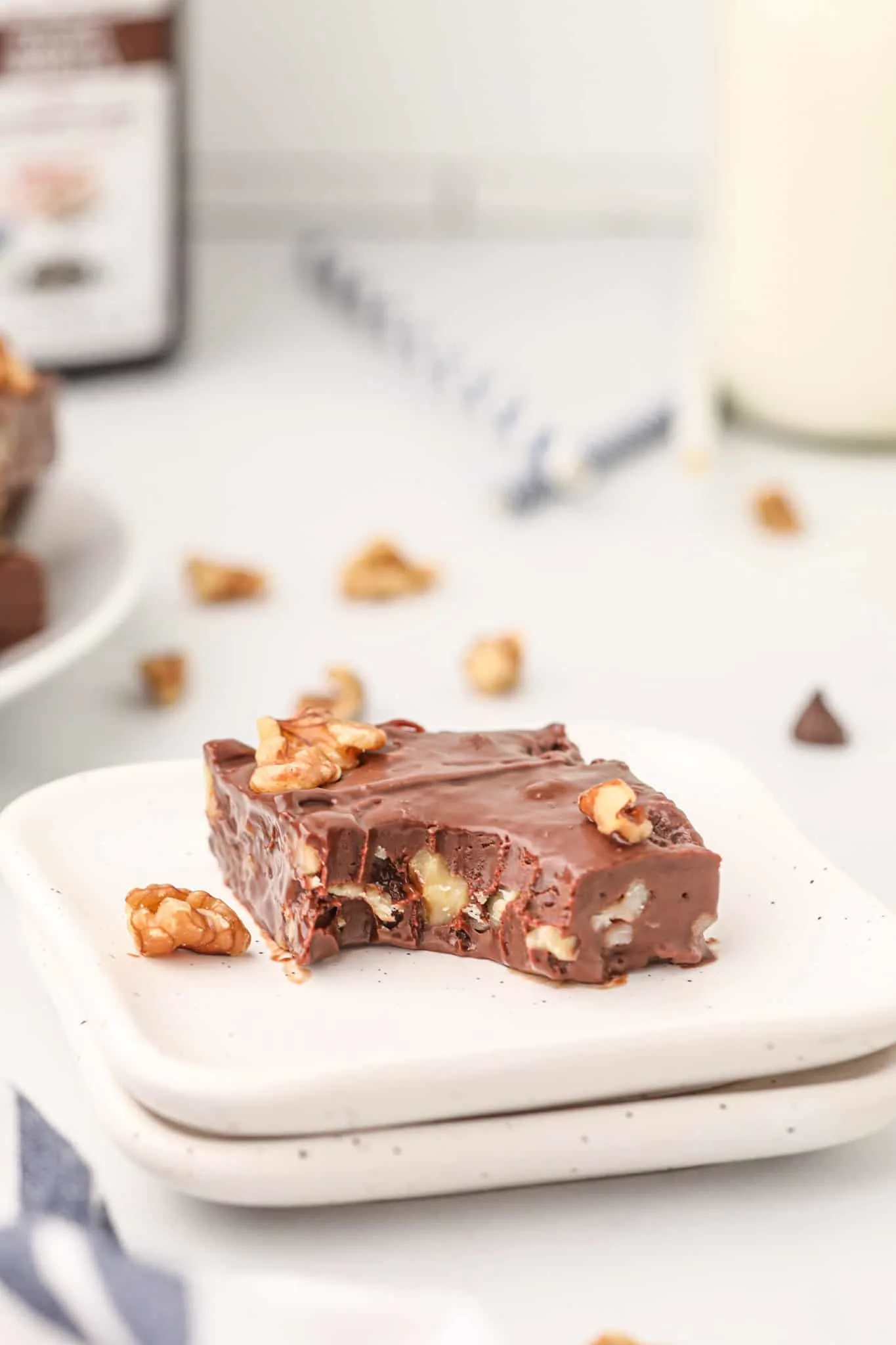 4 Ingredient Fudge is a simple and delicious condensed milk chocolate walnut fudge recipe.