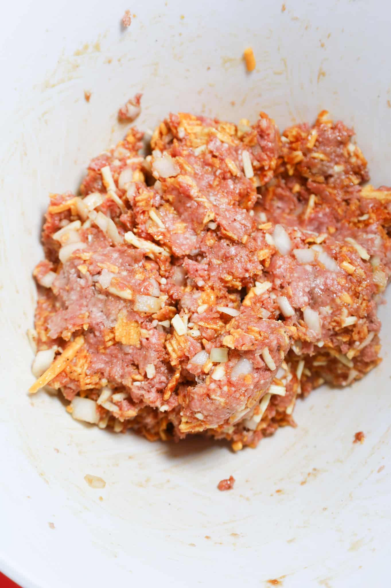 meatloaf mixture in a mixing bowl