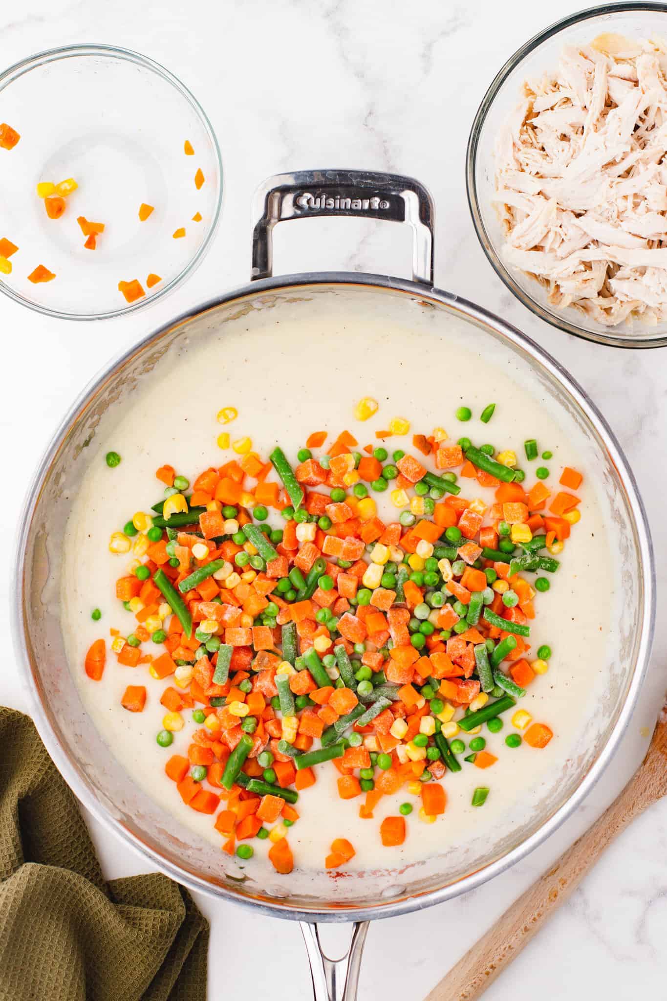 frozen vegetables added skillet with creamy chicken soup mixture