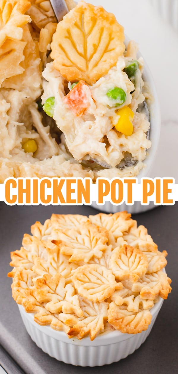 Easy Chicken Pot Pie is a hearty comfort food dish with a creamy chicken and vegetable filling topped with golden brown Pillsbury pie crust.