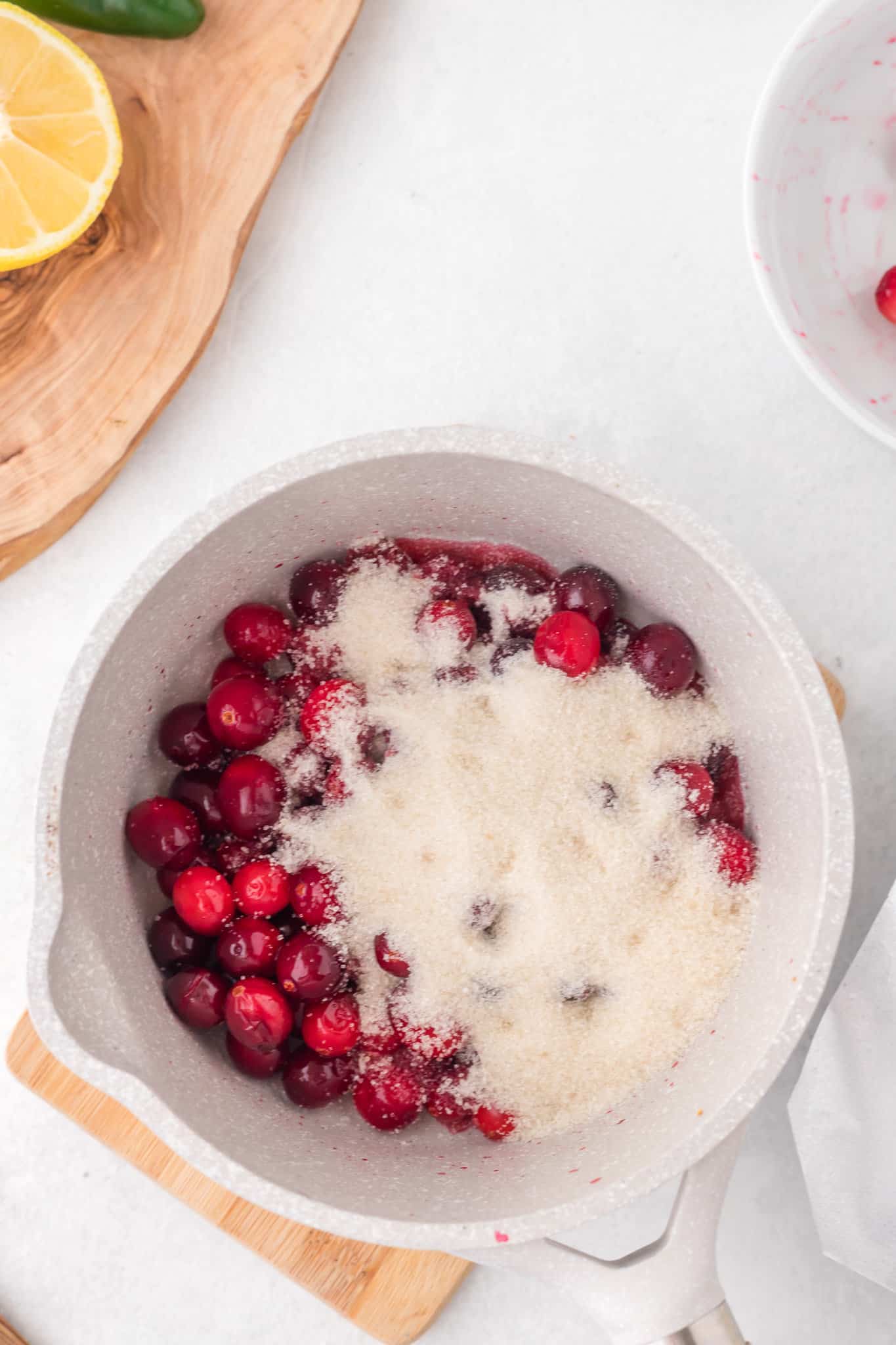 sugar on top of frozen cranberries