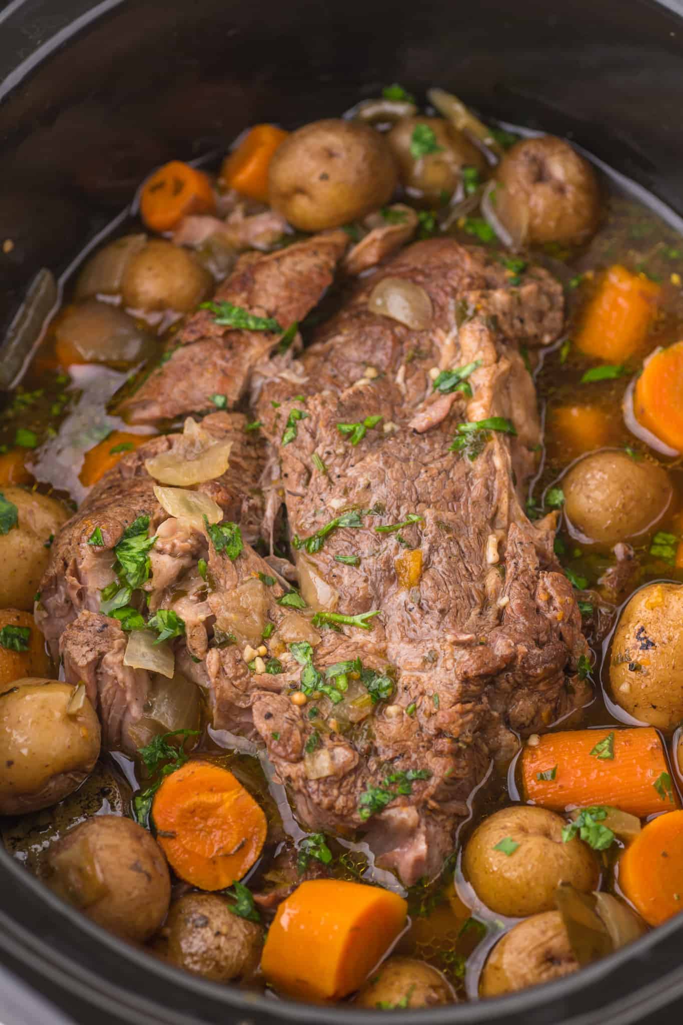 crock pot pot roast ingredients before cooking