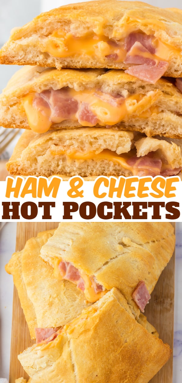 Ham and Cheese Hot Pockets are a kid friendly lunch or dinner recipe using Pillsbury crescent rolls, American cheese slices and chopped ham slices.