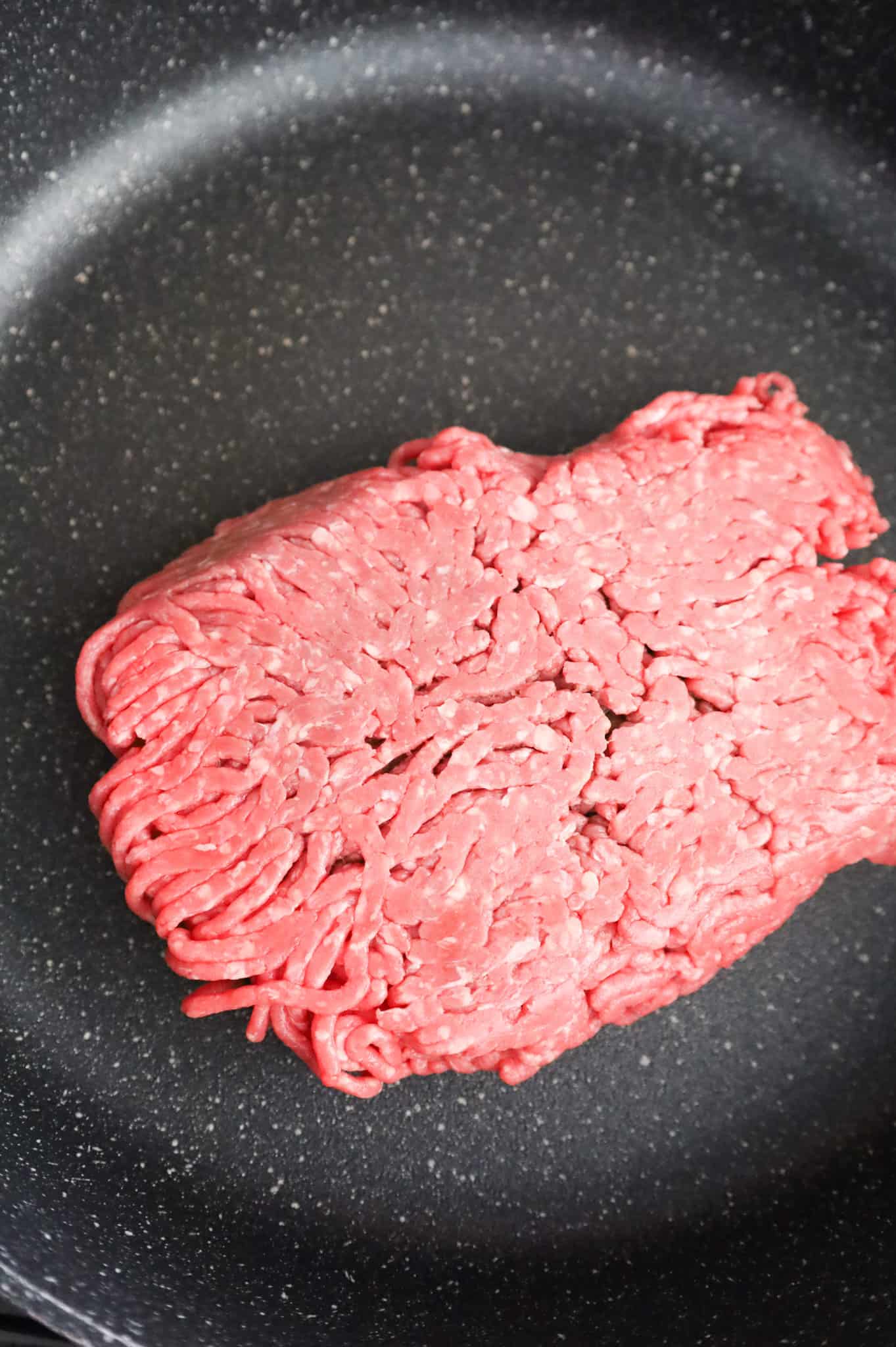 ground beef in a skillet