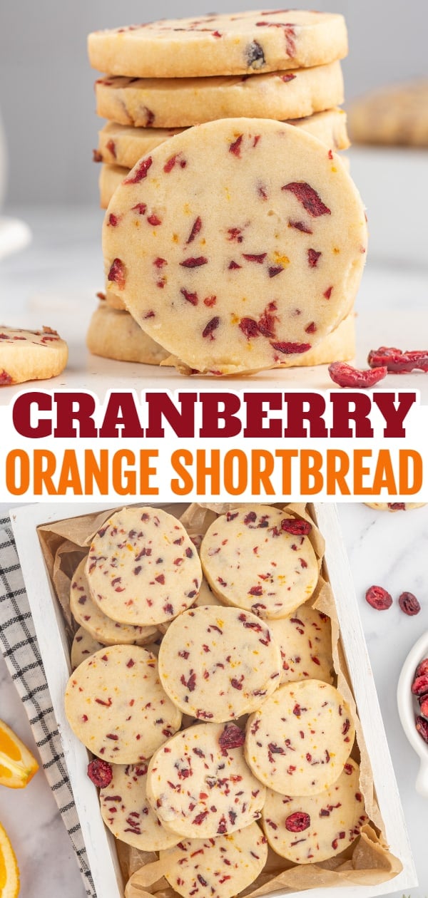 Cranberry Orange Shortbread cookies are delicious melt in your mouth buttery cookies loaded with cranberries and orange zest.